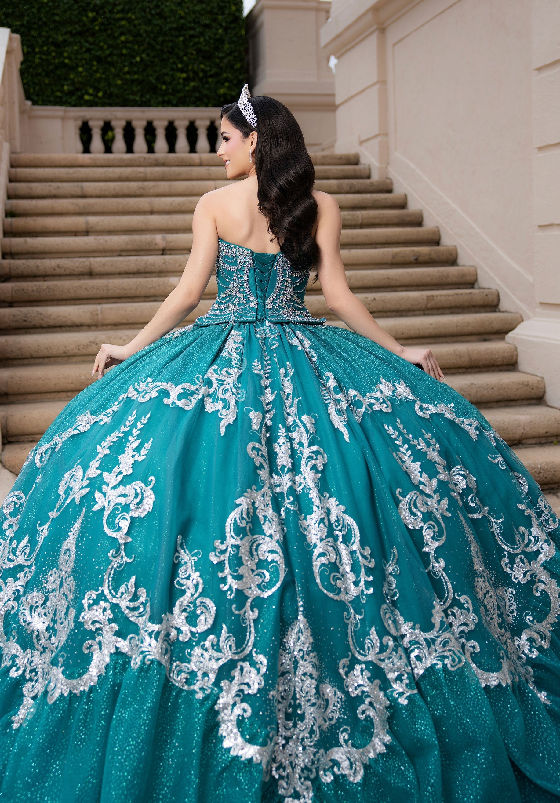 Off-the-Shoulder Floor-Length Tulle Quinceanera Ball Gown MGNY 4080051