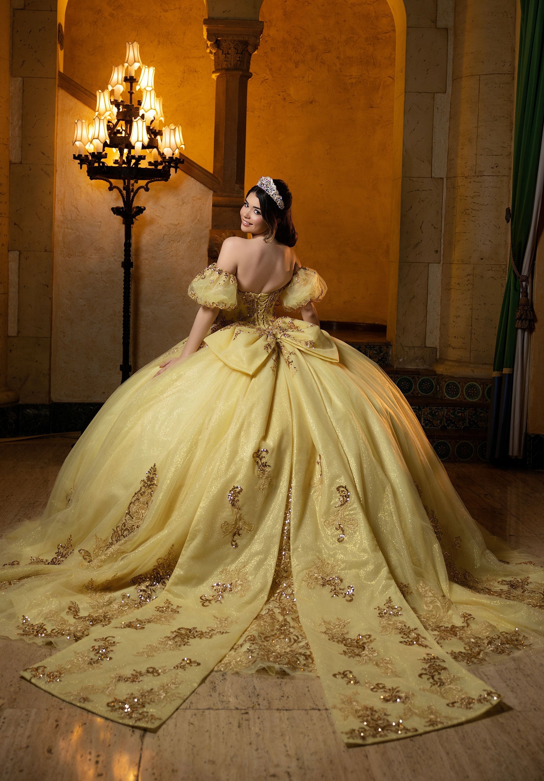 Strapless Curved Neck Floor-Length Tulle Quinceanera Ball Gown MGNY 4080052