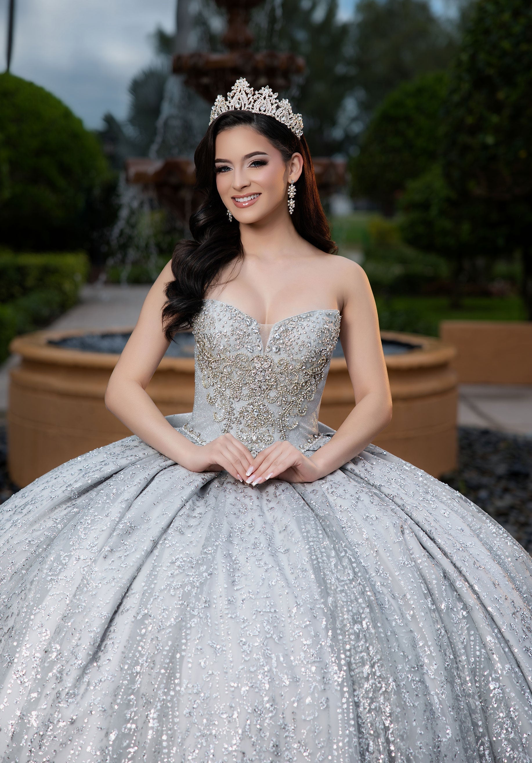 Off-the-Shoulder Floor-Length Sequin Quinceañera Ball Gown MGNY 4080055