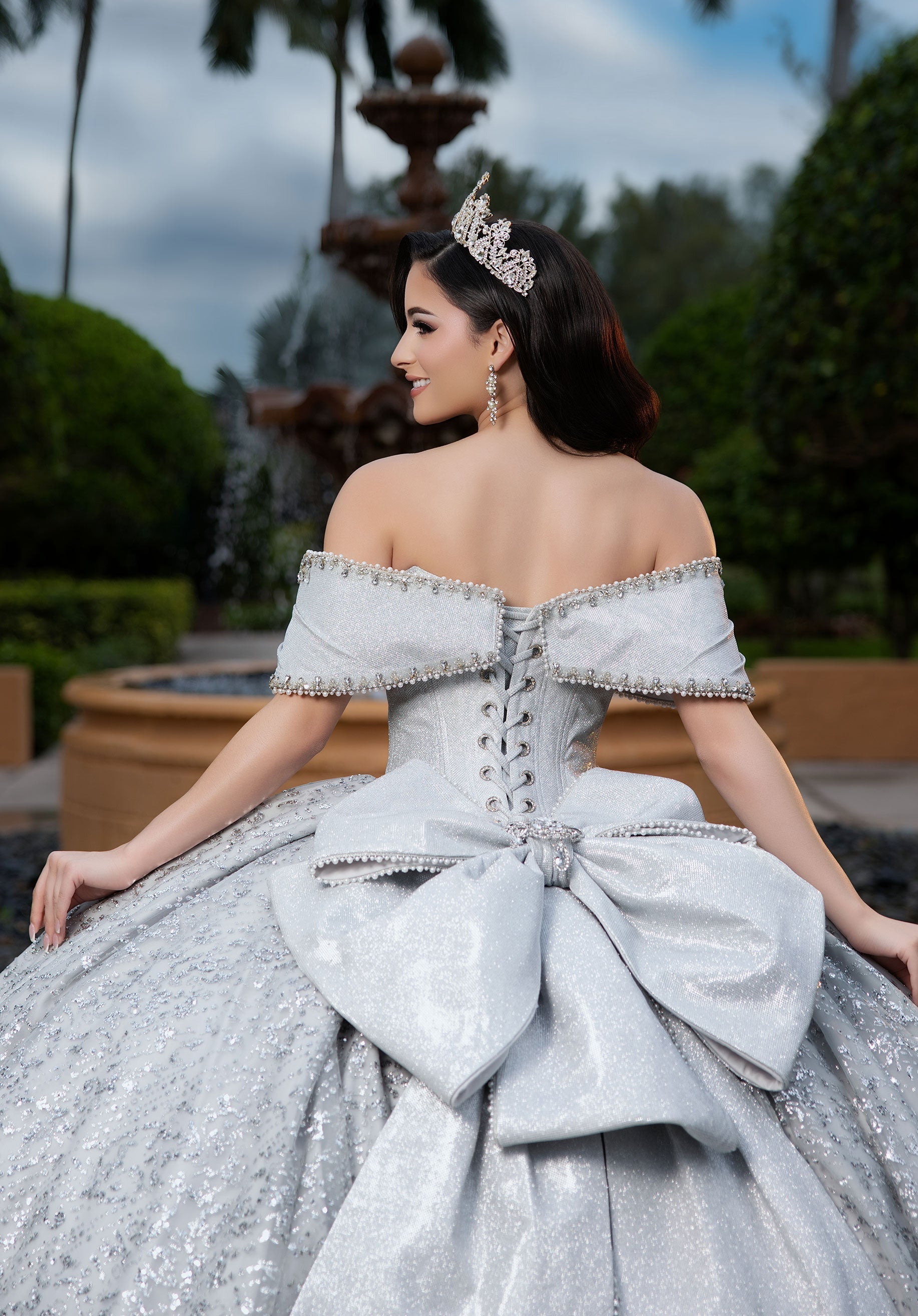 Off-the-Shoulder Floor-Length Sequin Quinceañera Ball Gown MGNY 4080055