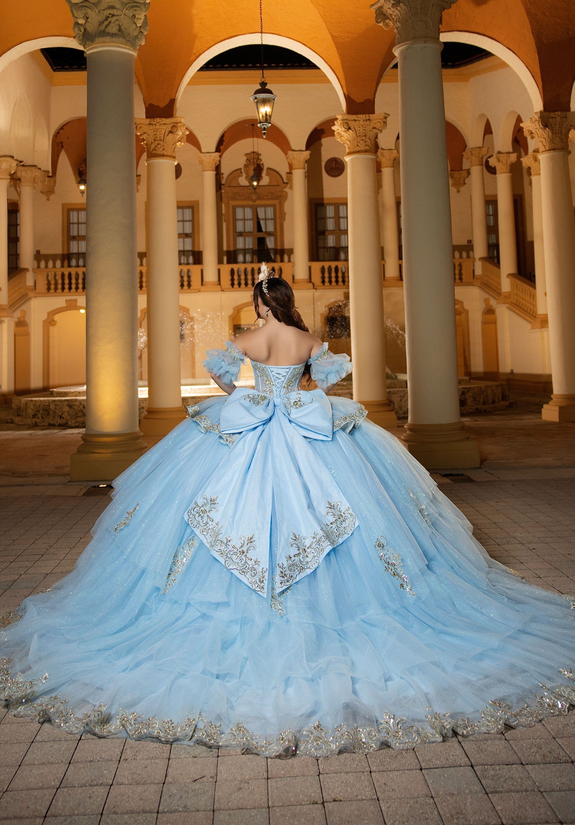 Strapless Curved Neck Floor-Length Tulle Quinceanera Ball Gown MGNY 4080057