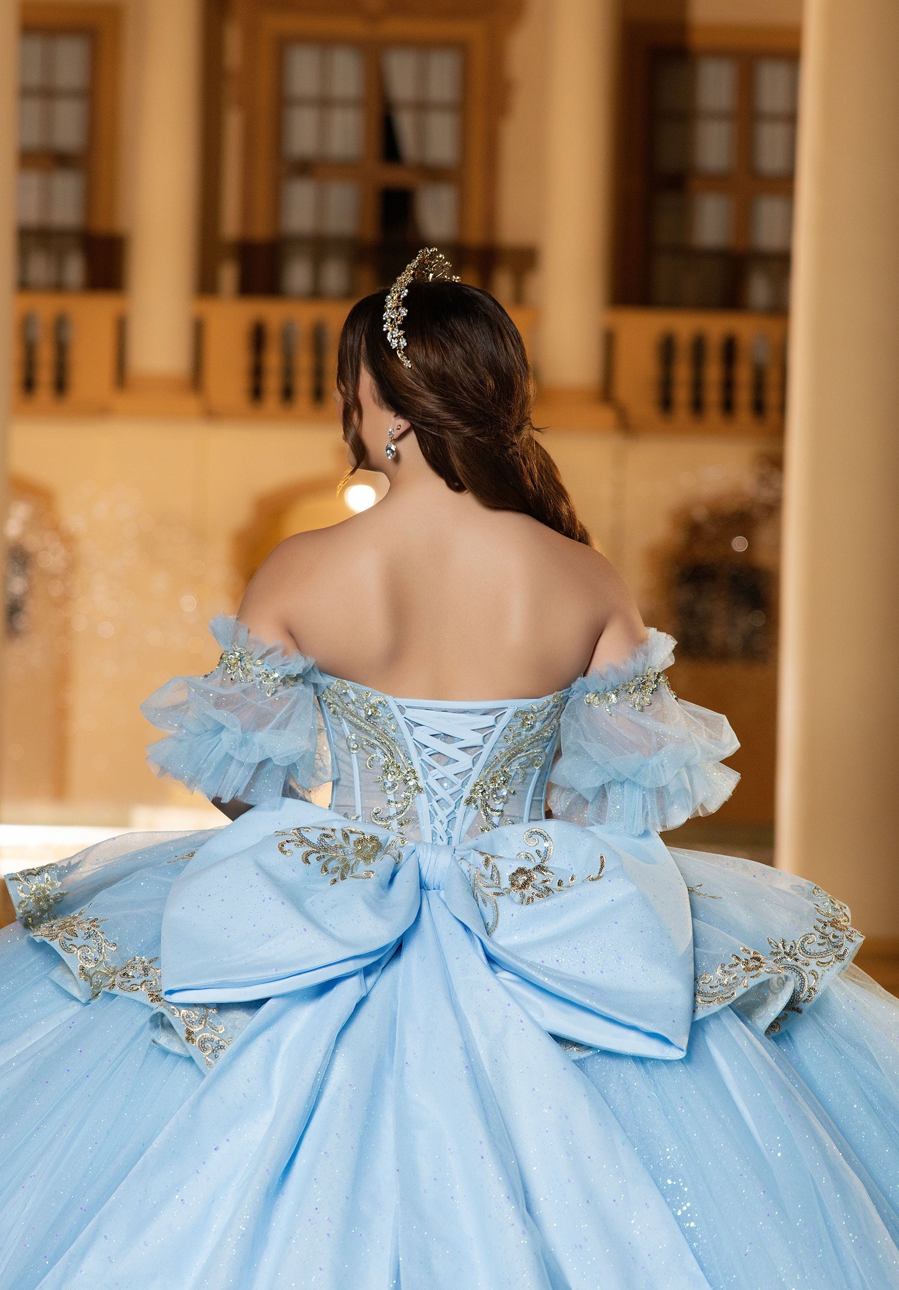 Strapless Curved Neck Floor-Length Tulle Quinceanera Ball Gown MGNY 4080057