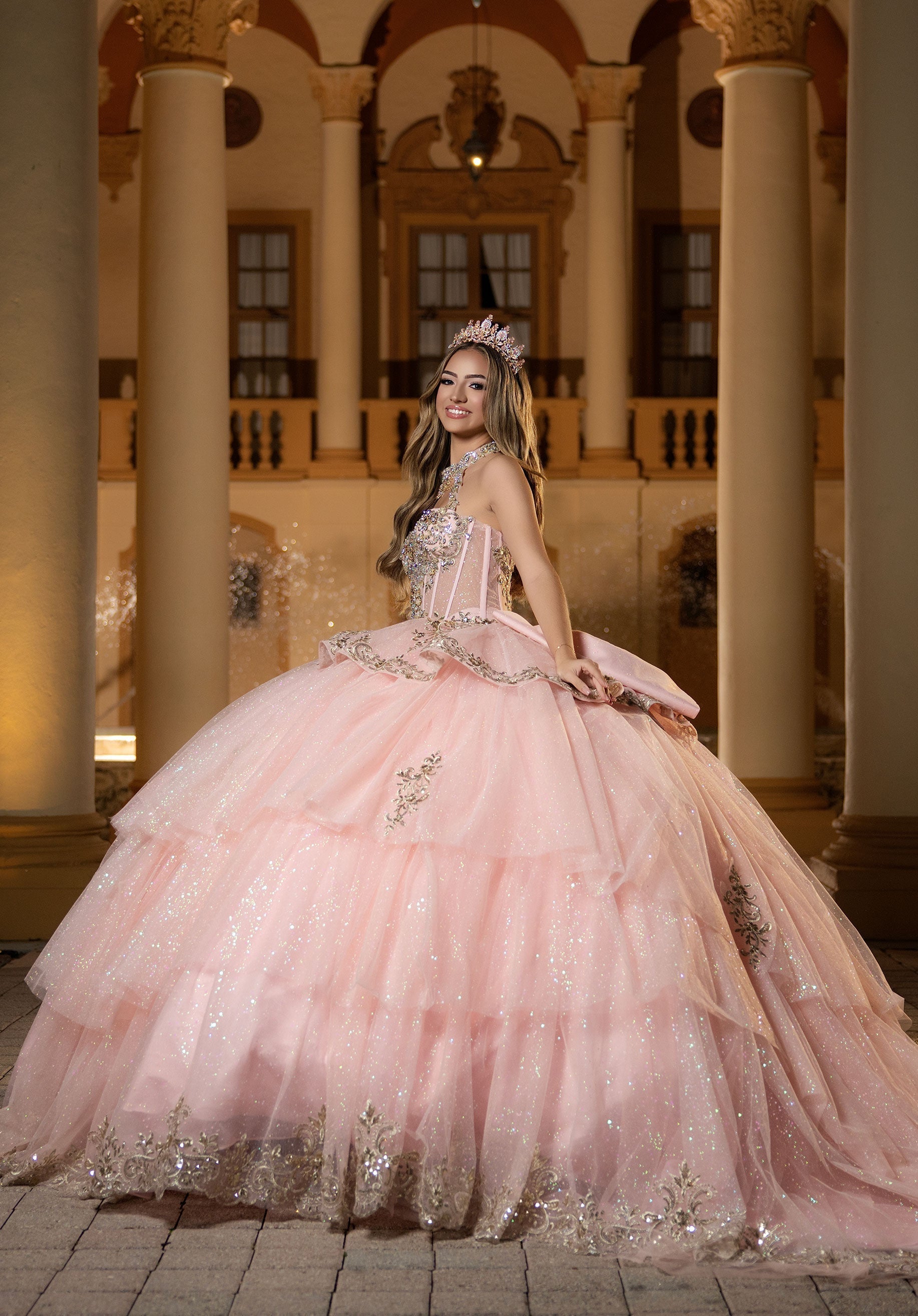Strapless Curved Neck Floor-Length Tulle Quinceanera Ball Gown MGNY 4080057