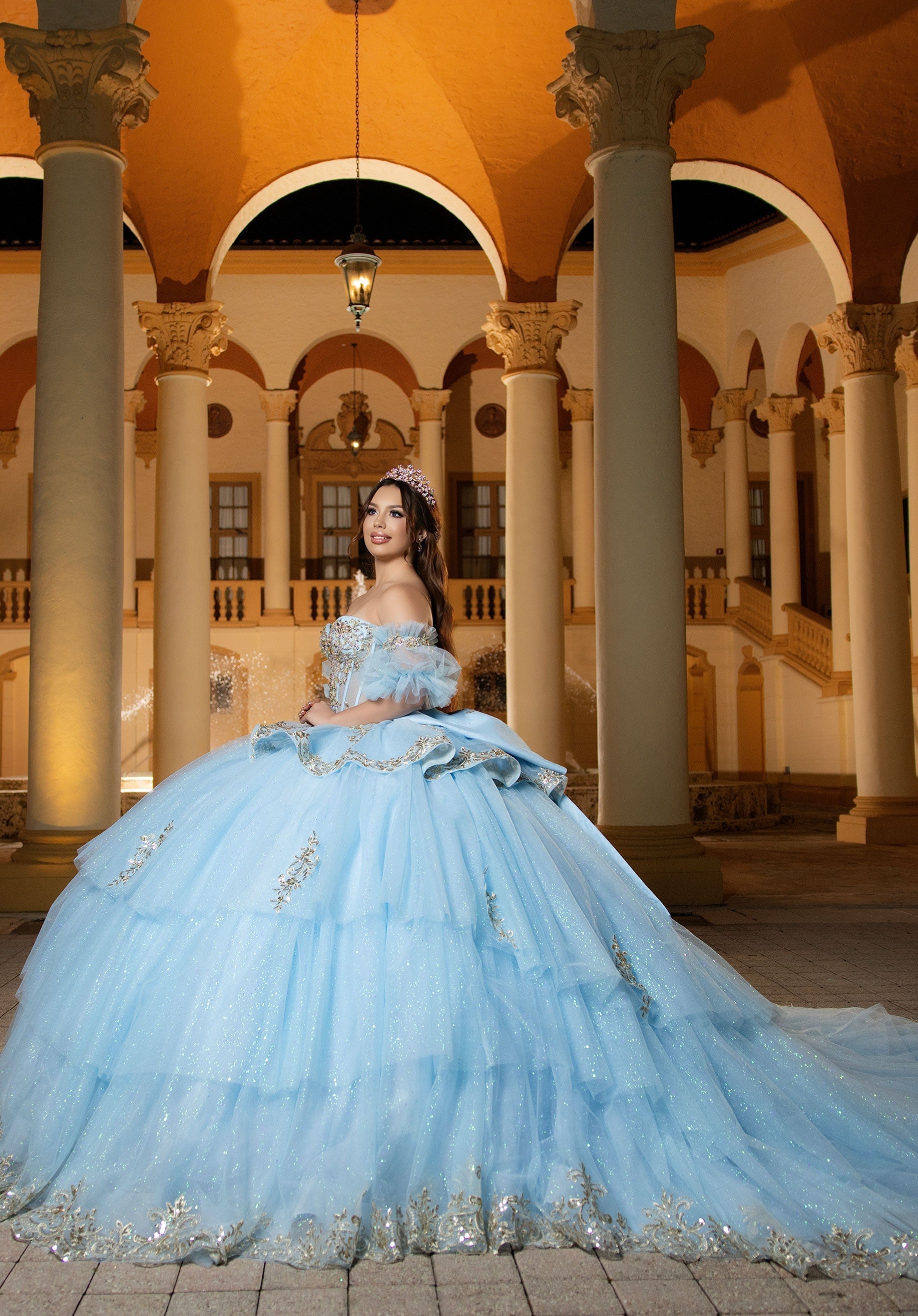 Strapless Curved Neck Floor-Length Tulle Quinceanera Ball Gown MGNY 4080057
