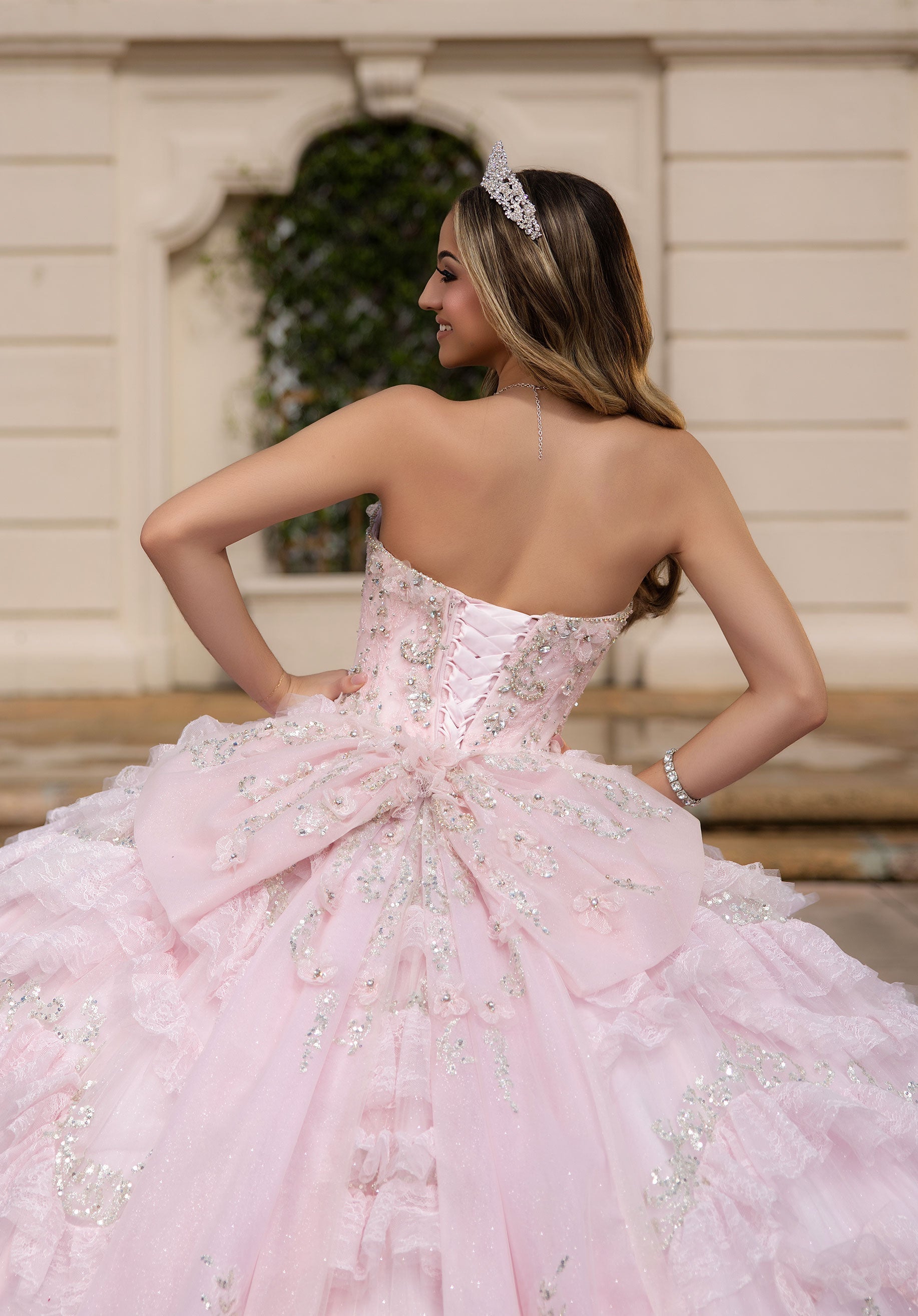 Off-the-Shoulder Floor-Length Lace Quinceanera Ball Gown MGNY 4080058