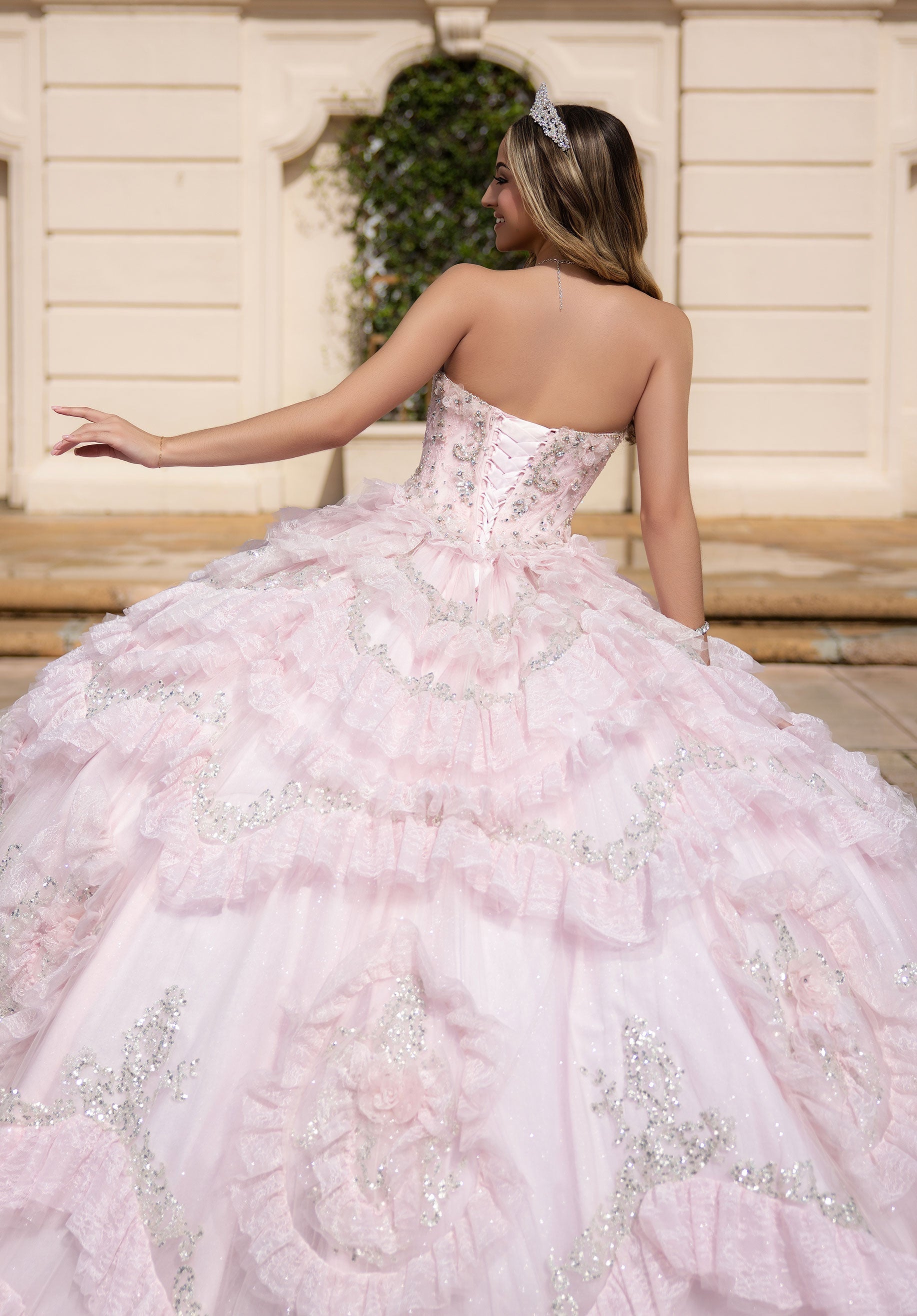 Off-the-Shoulder Floor-Length Lace Quinceanera Ball Gown MGNY 4080058