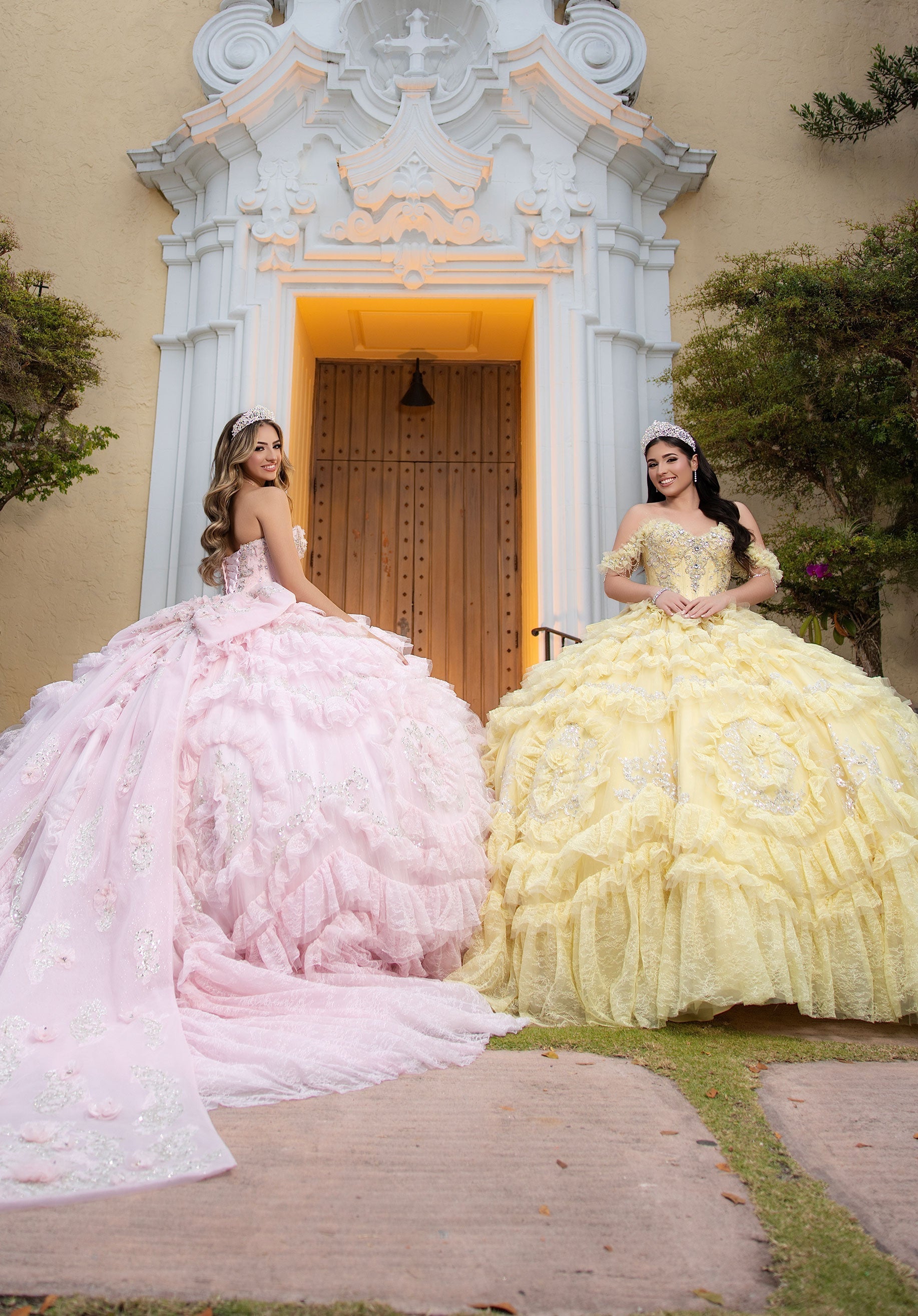 Off-the-Shoulder Floor-Length Lace Quinceanera Ball Gown MGNY 4080058