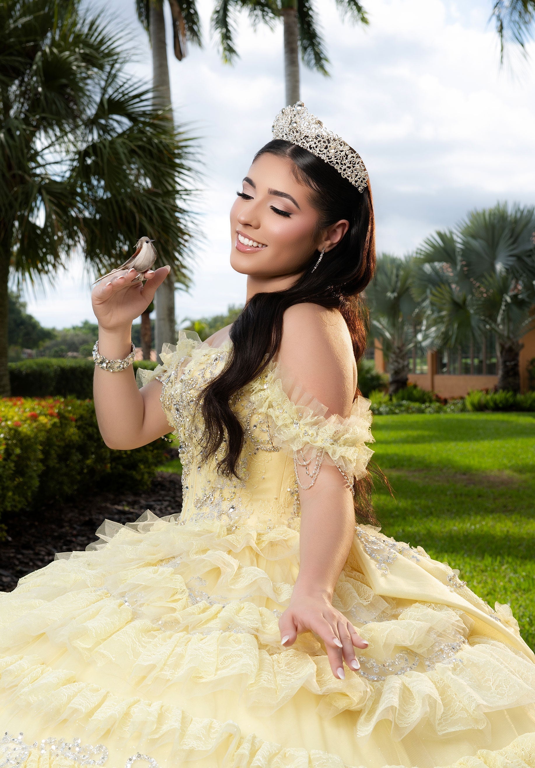 Off-the-Shoulder Floor-Length Lace Quinceanera Ball Gown MGNY 4080058