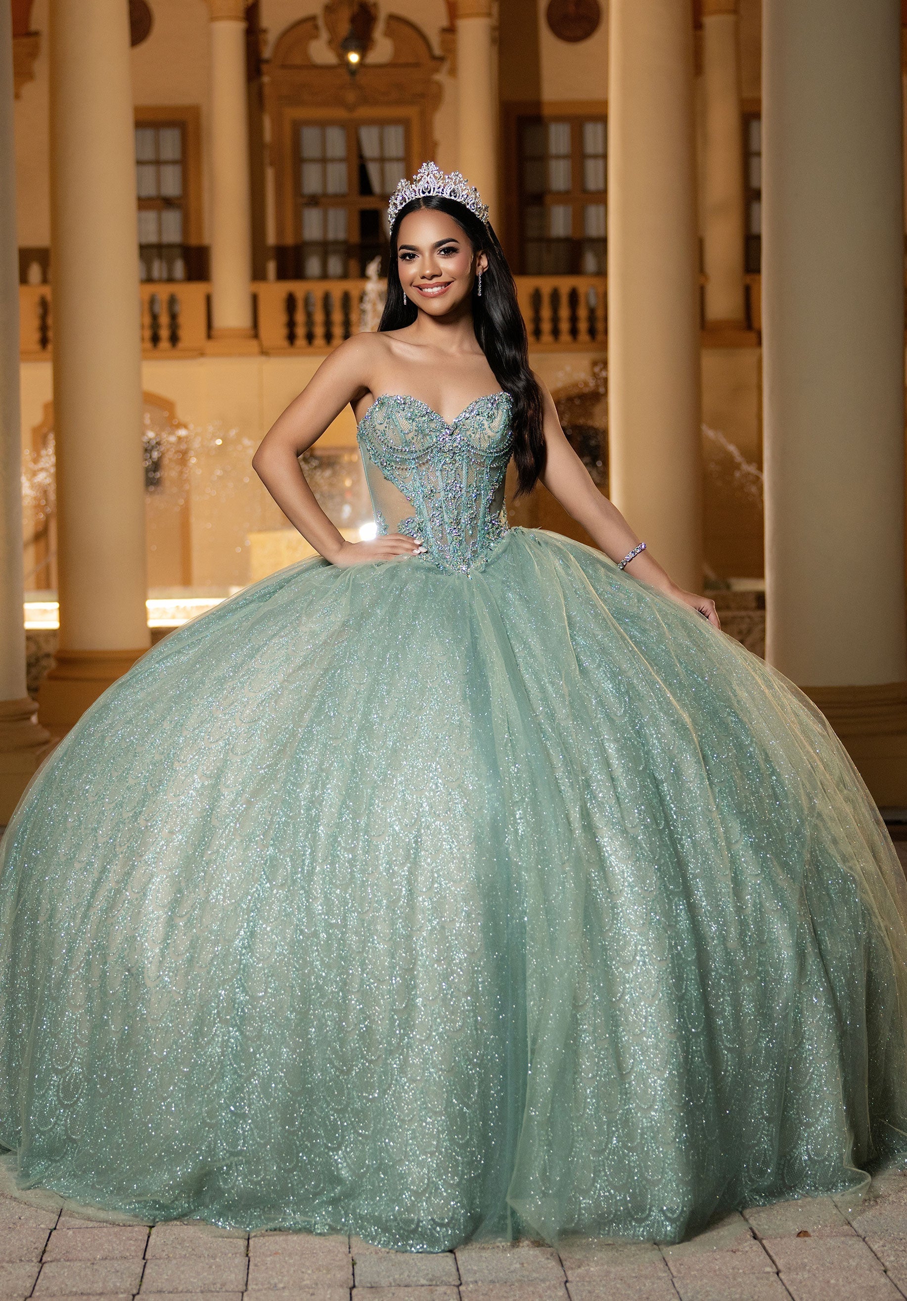 Sweetheart Floor-Length Tulle Quinceanera Ball Gown MGNY 4080063