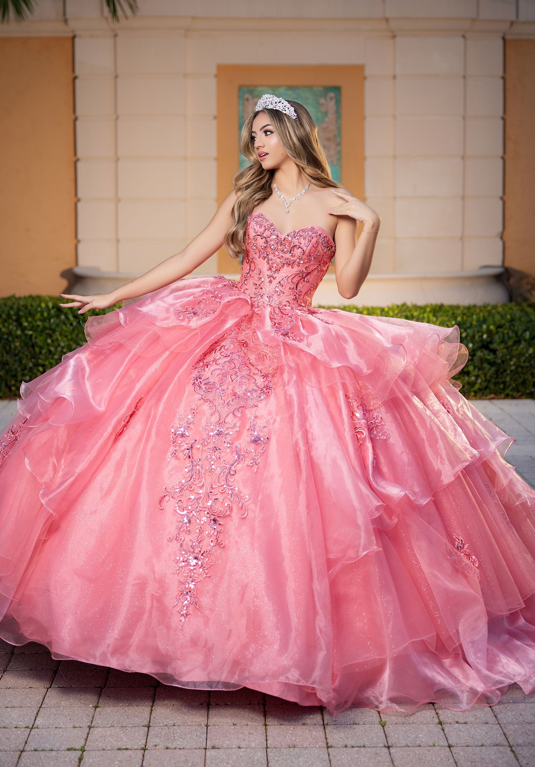 Sweetheart Floor-Length Tulle Quinceañera Ball Gown MGNY 4080064