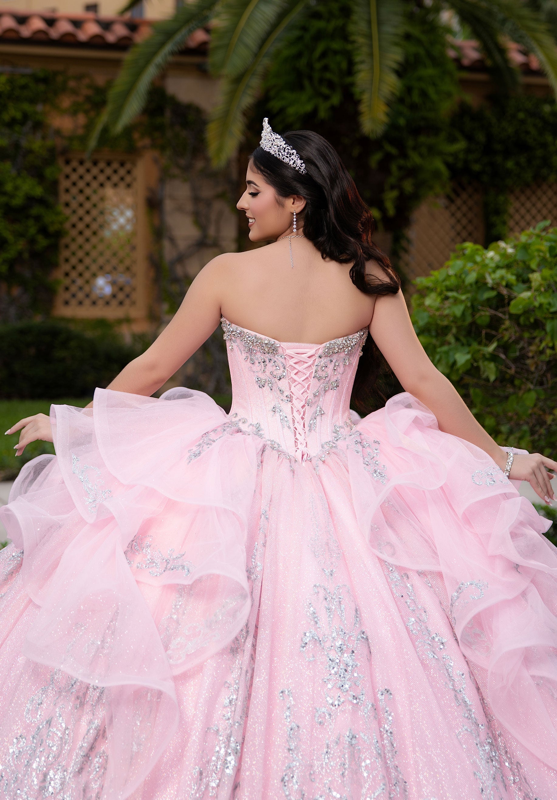 Strapless Curved Neck Floor-Length with Train Tulle Quinceanera Ball Gown MGNY Madeline Gardner New York 4080065