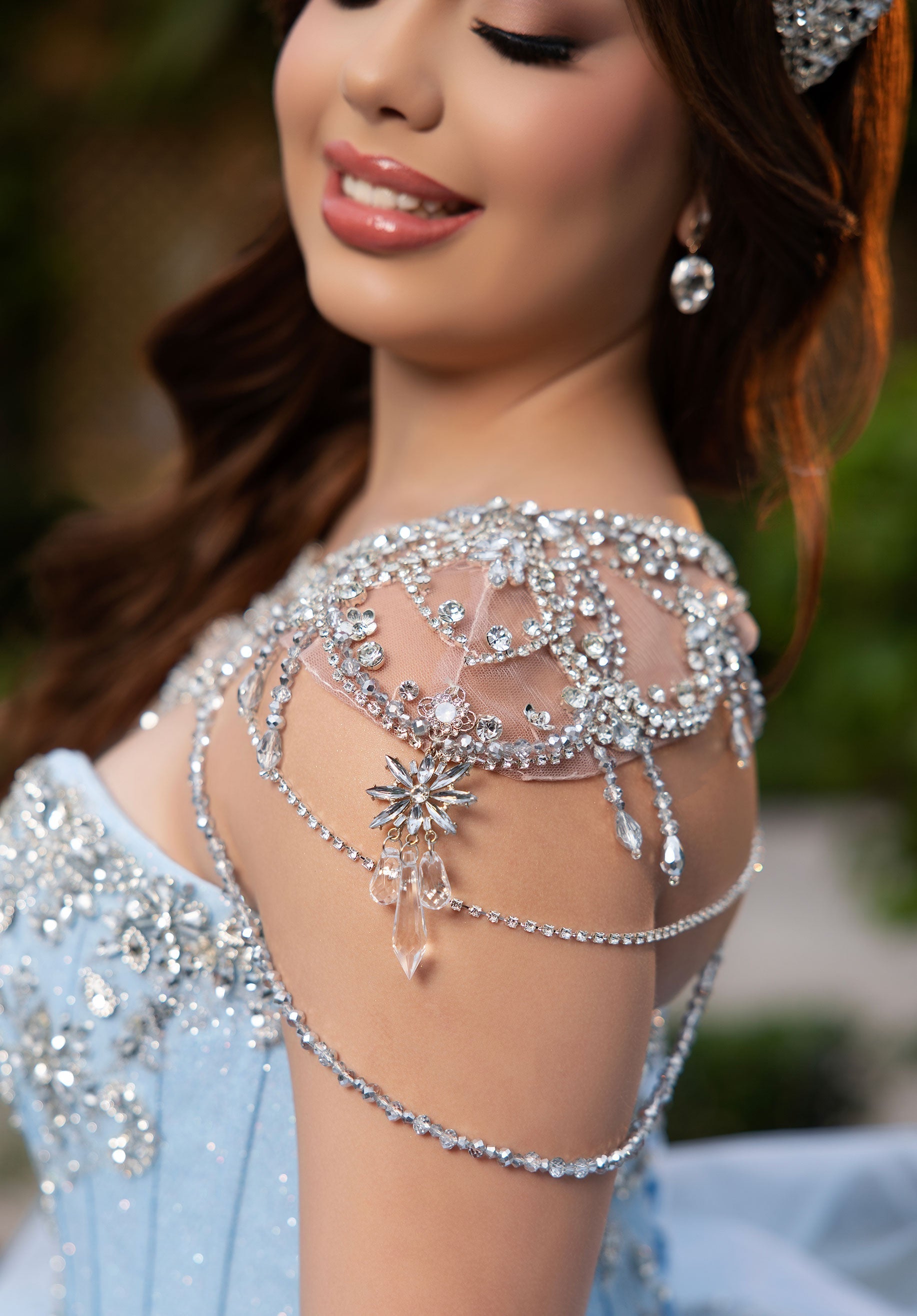 Strapless Curved Neck Floor-Length with Train Tulle Quinceanera Ball Gown MGNY Madeline Gardner New York 4080065