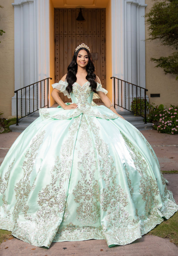 Sweetheart Floor-Length Satin Quinceanera Ball Gown MGNY 4080067