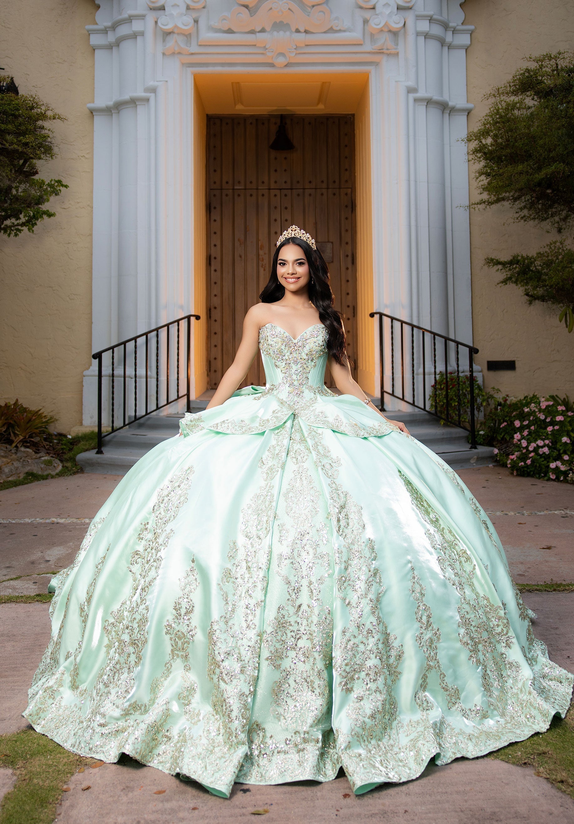Sweetheart Floor-Length Satin Quinceanera Ball Gown MGNY 4080067