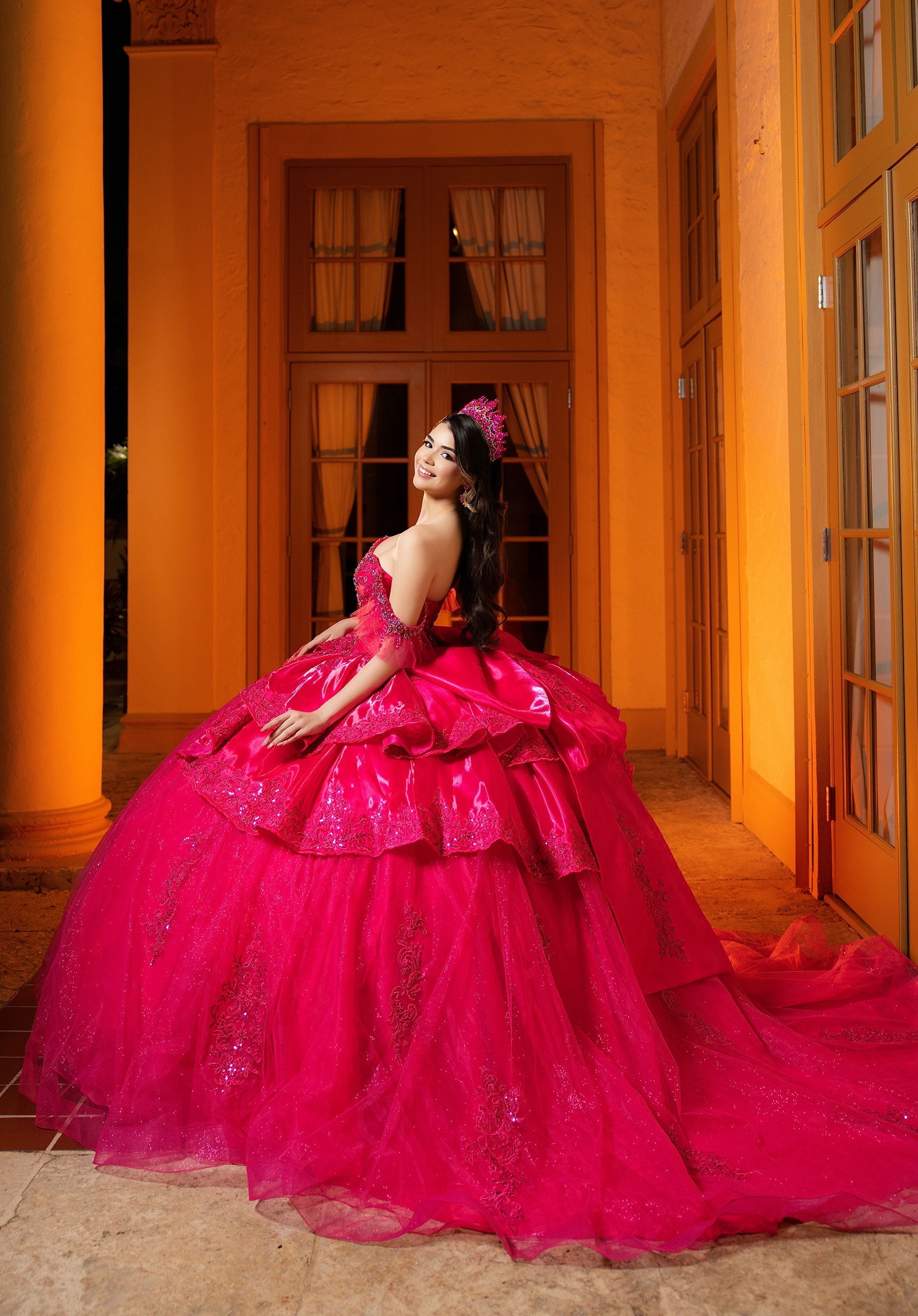 Sweetheart Floor-Length Satin Quinceañera Ball Gown MGNY 4080068