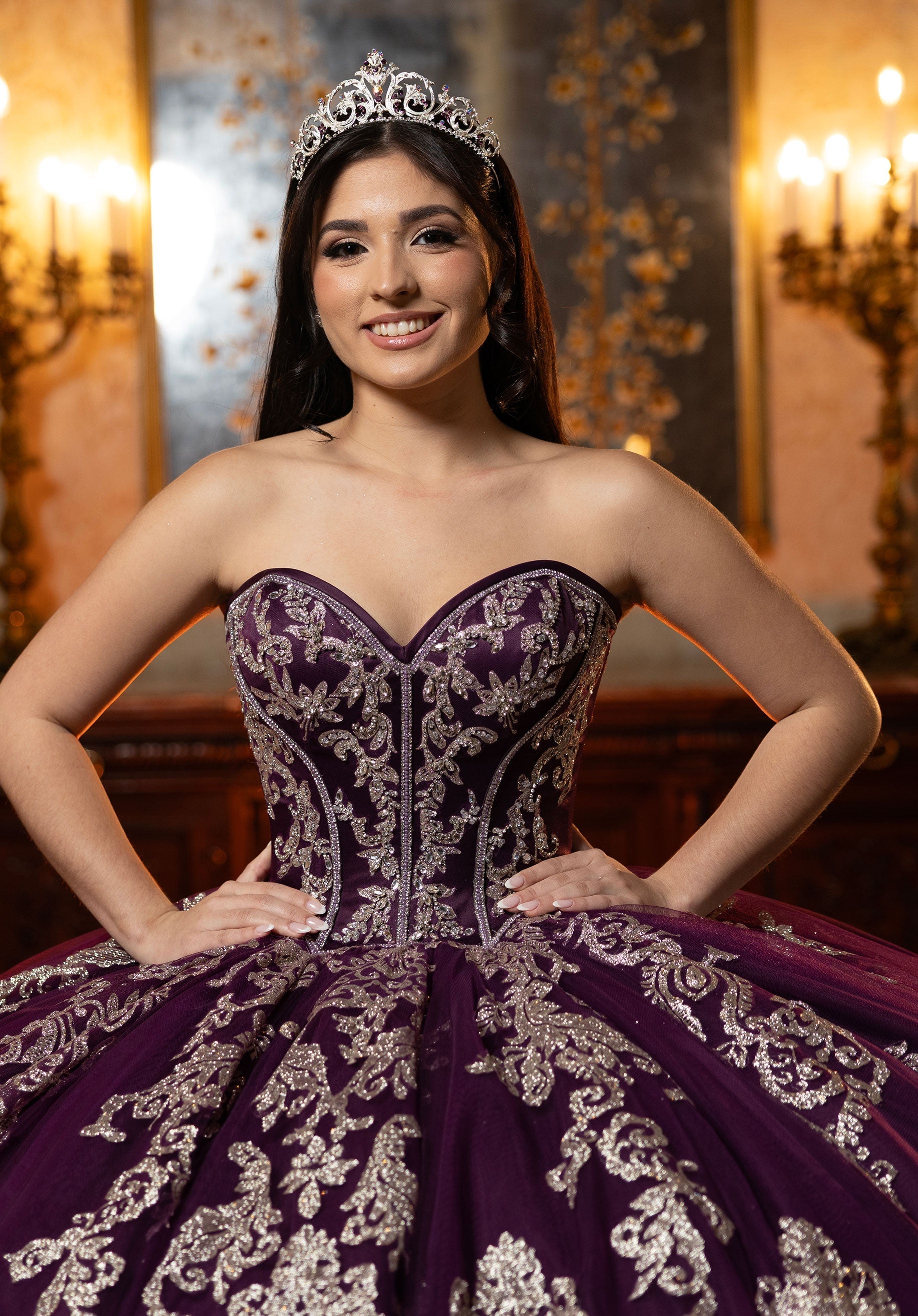 Sweetheart Floor-Length Satin Quinceanera Ball Gown MGNY 4080069