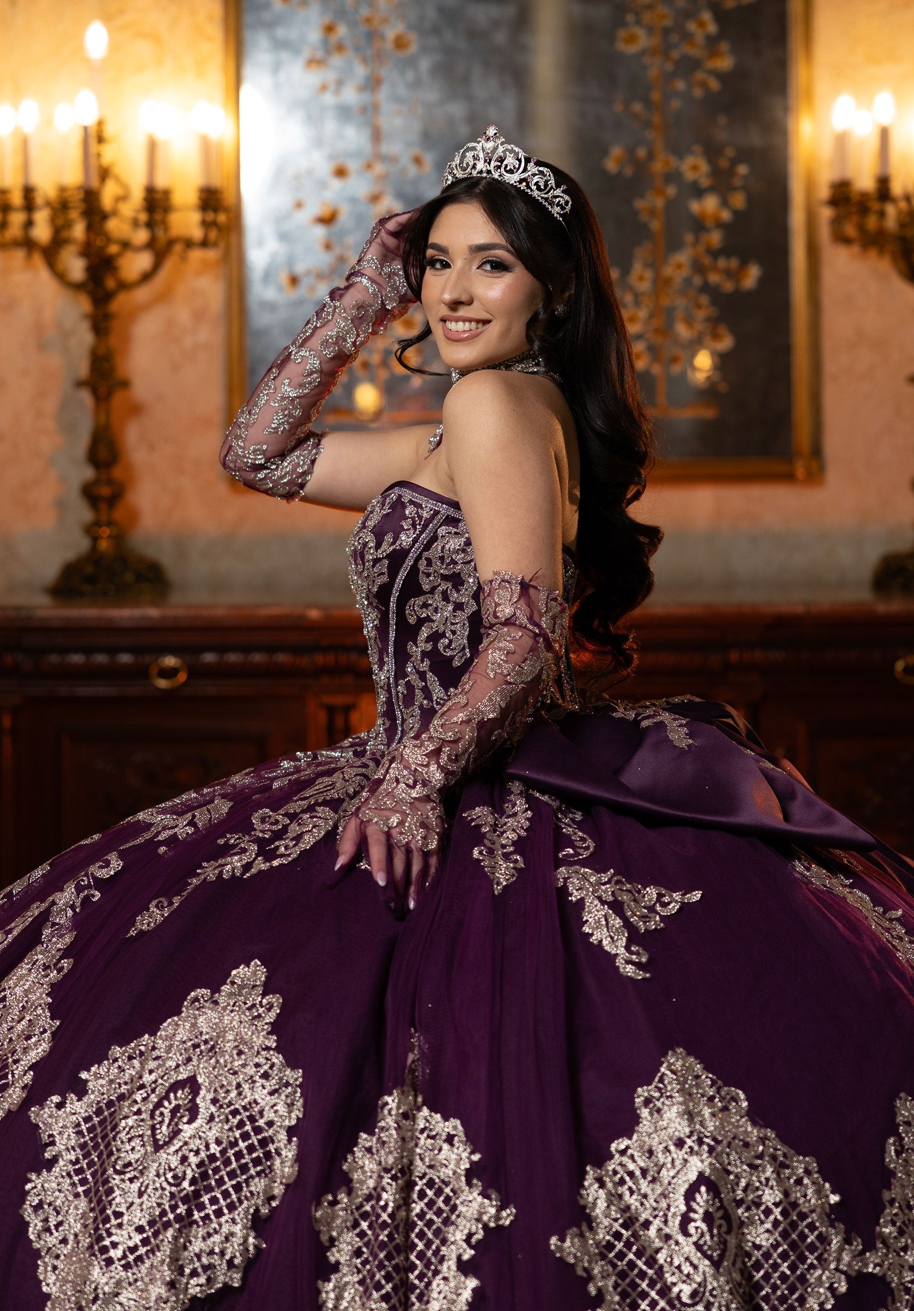 Sweetheart Floor-Length Satin Quinceanera Ball Gown MGNY 4080069