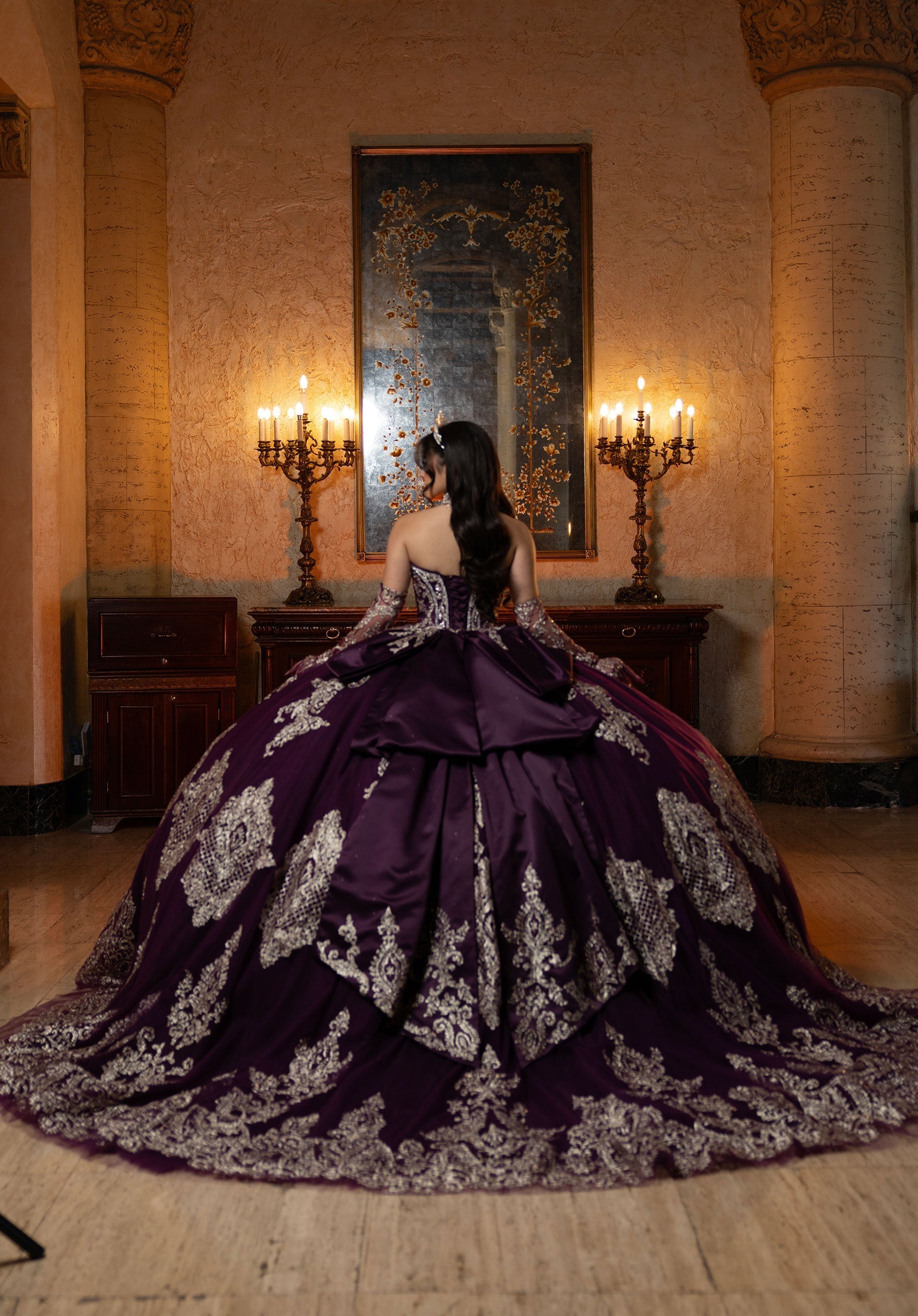 Sweetheart Floor-Length Satin Quinceanera Ball Gown MGNY 4080069