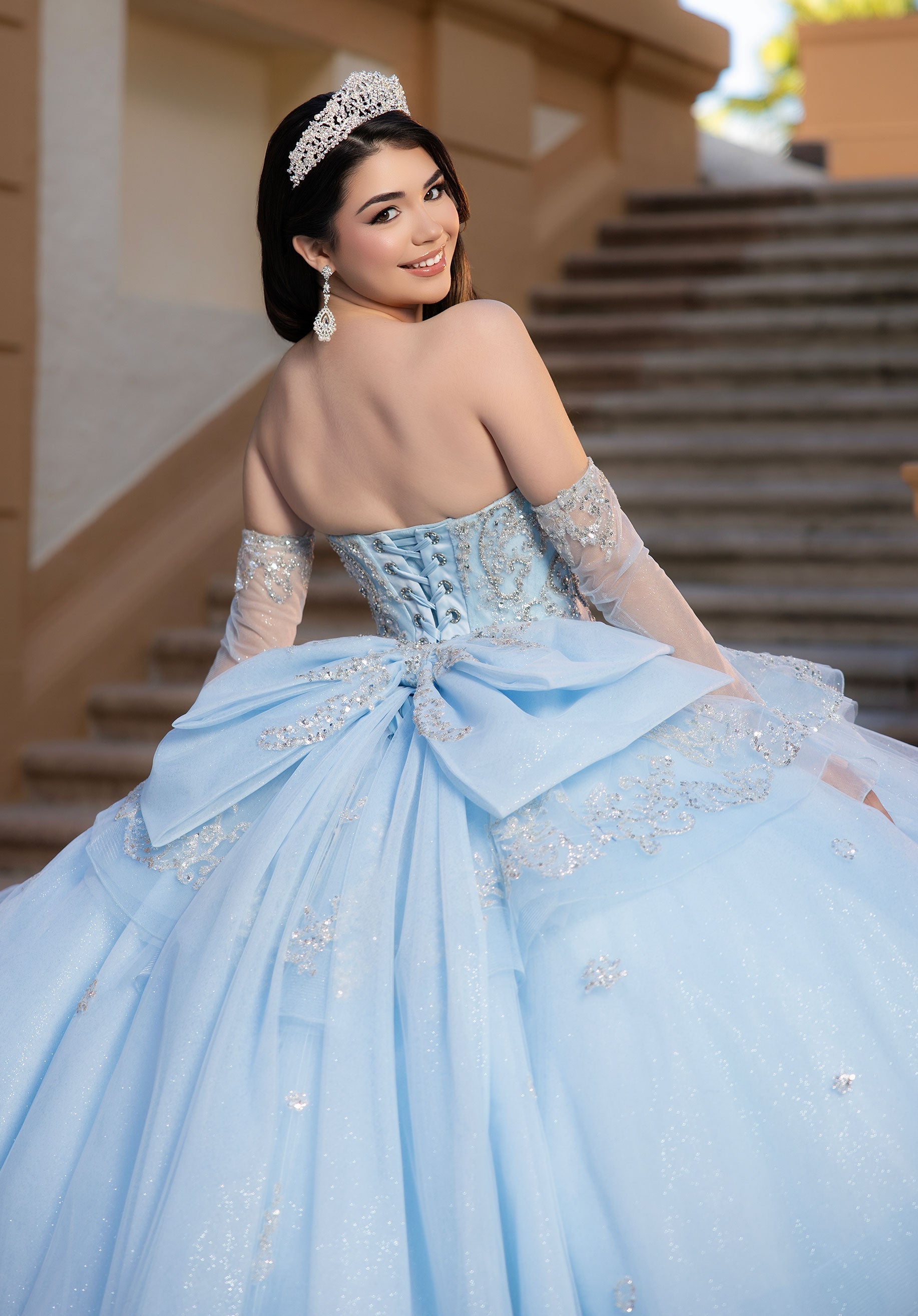 Off-the-Shoulder Floor-Length Tulle Quinceanera Ball Gown MGNY 4080070