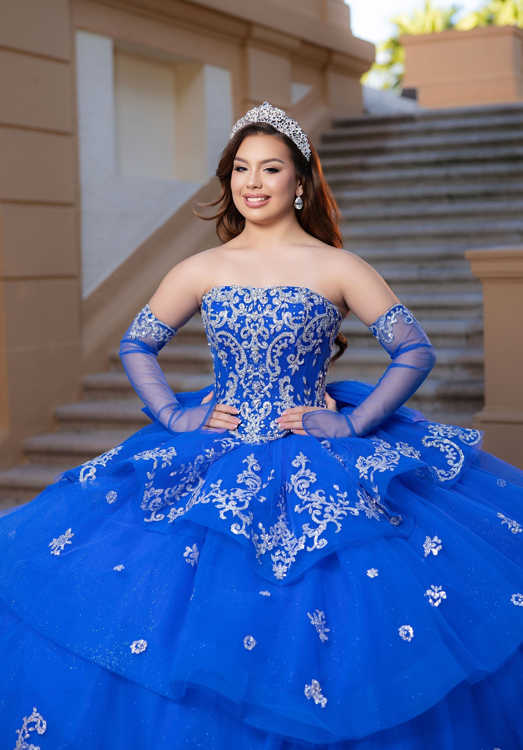 Off-the-Shoulder Floor-Length Tulle Quinceanera Ball Gown MGNY 4080070