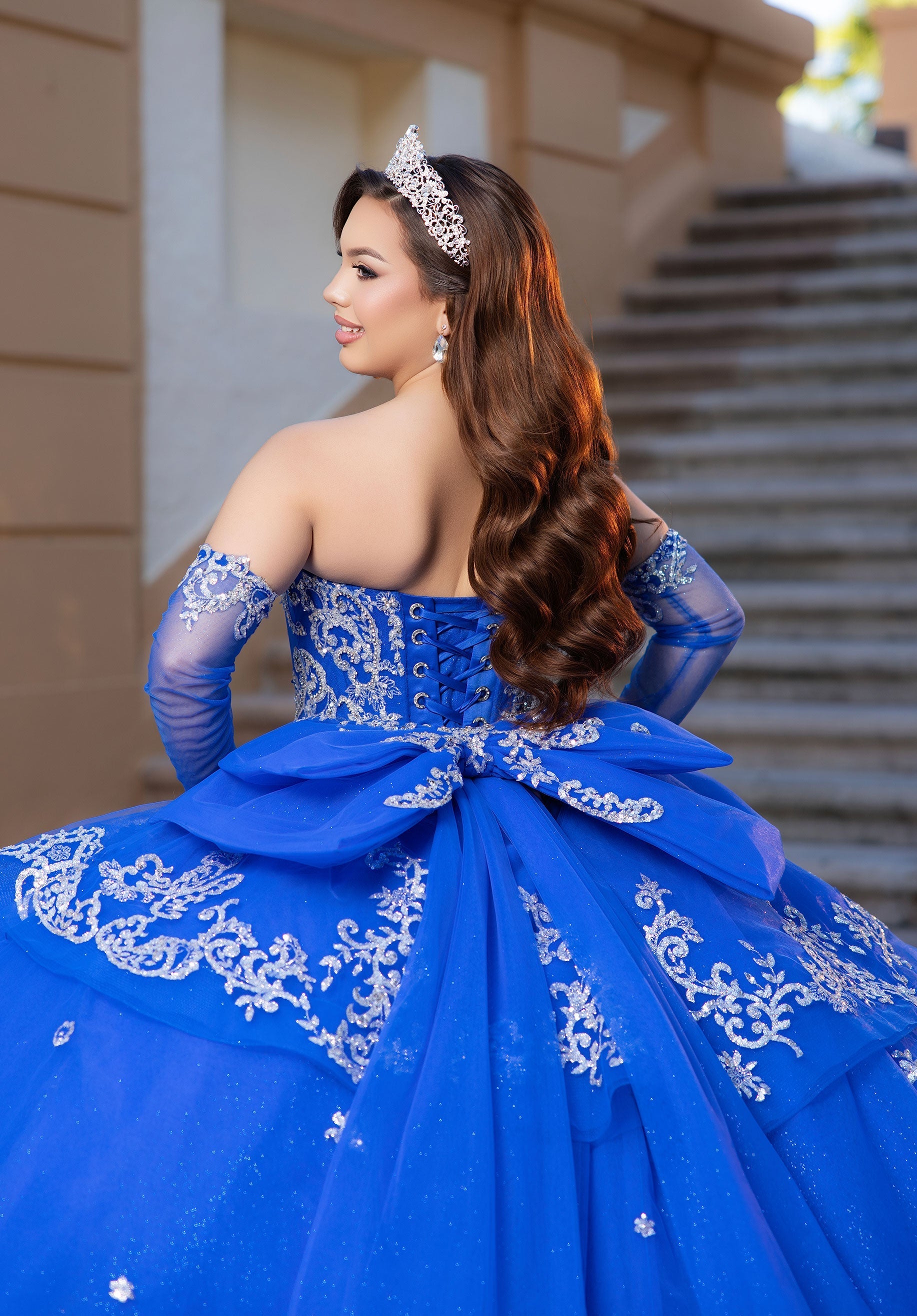 Off-the-Shoulder Floor-Length Tulle Quinceanera Ball Gown MGNY 4080070