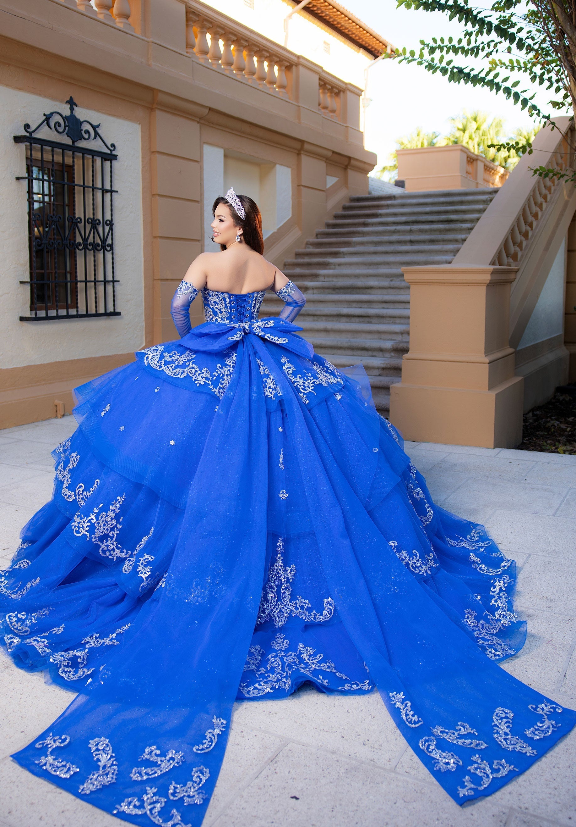 Off-the-Shoulder Floor-Length Tulle Quinceanera Ball Gown MGNY 4080070