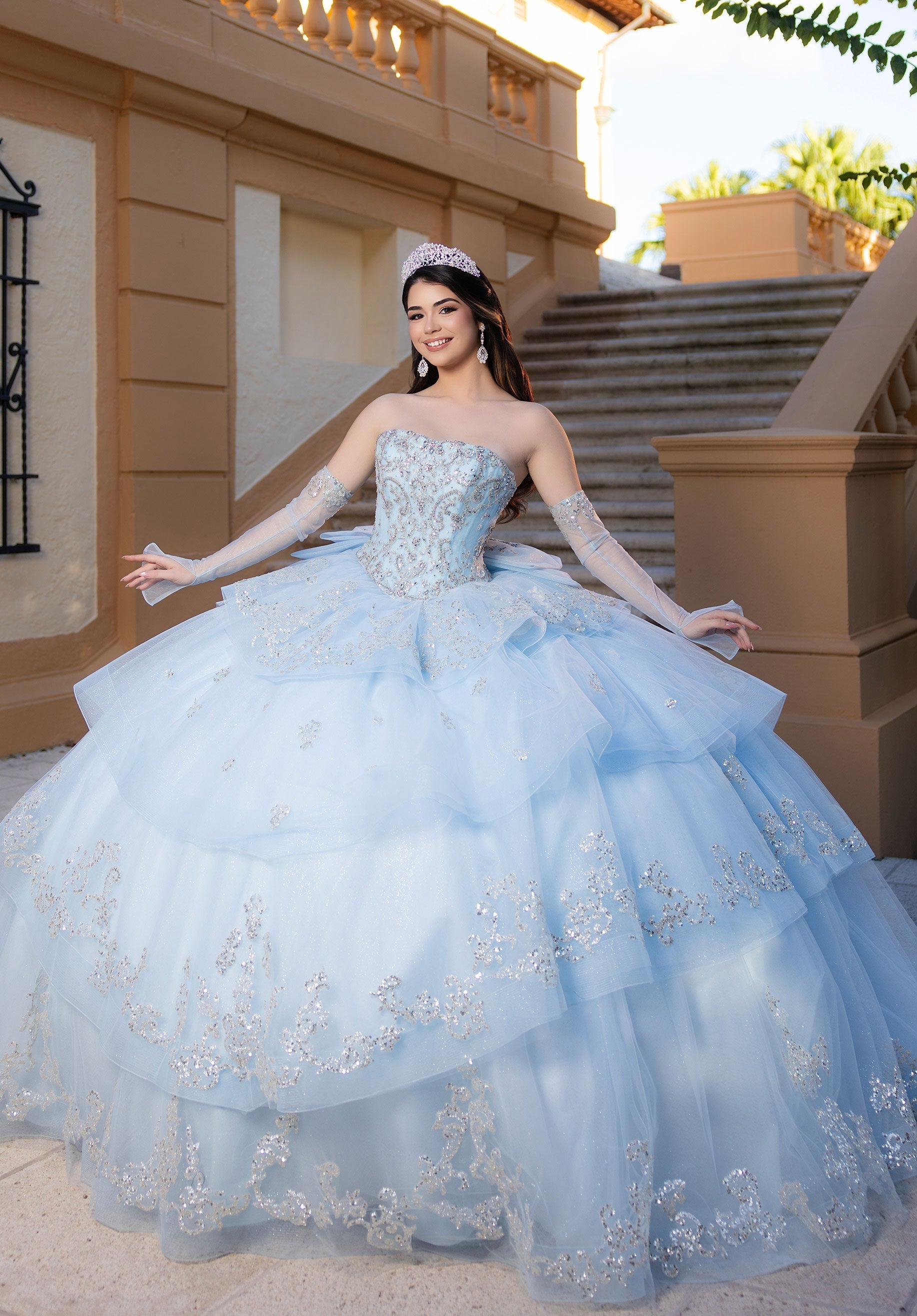Off-the-Shoulder Floor-Length Tulle Quinceanera Ball Gown MGNY 4080070