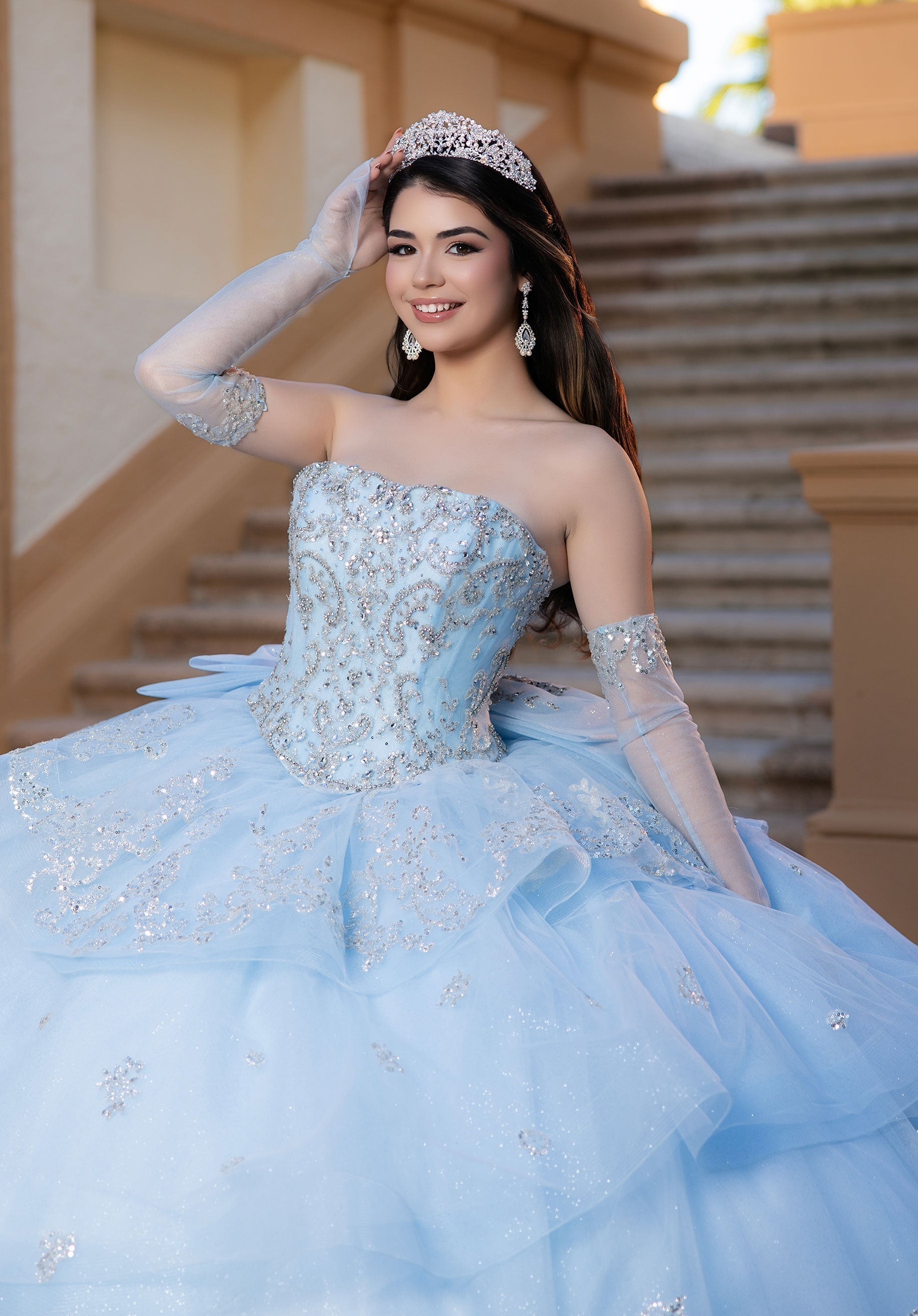 Off-the-Shoulder Floor-Length Tulle Quinceanera Ball Gown MGNY 4080070