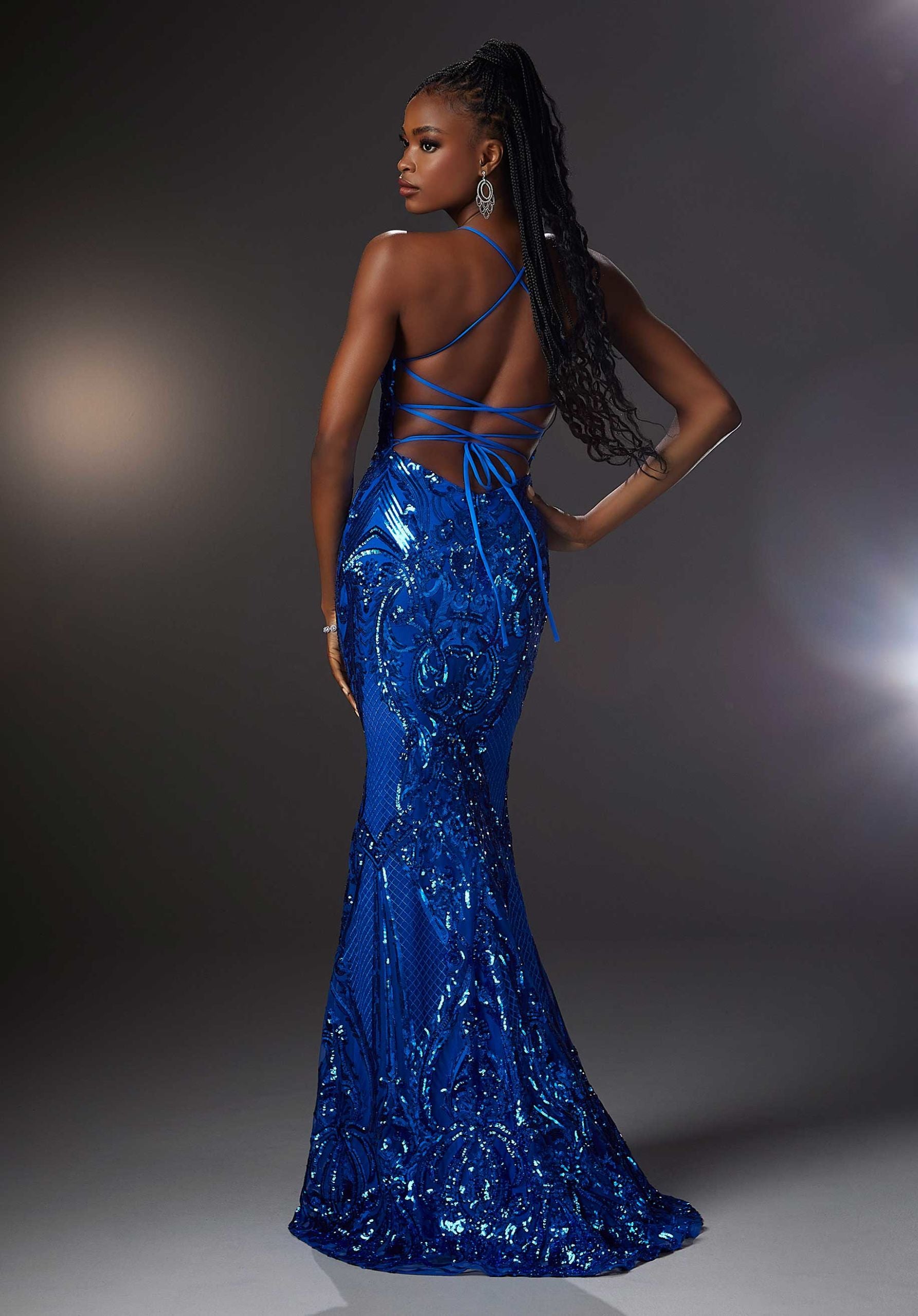 MGNY Madeline Gardner New York 43032 Long Fitted Formal Pattern Prom Dress