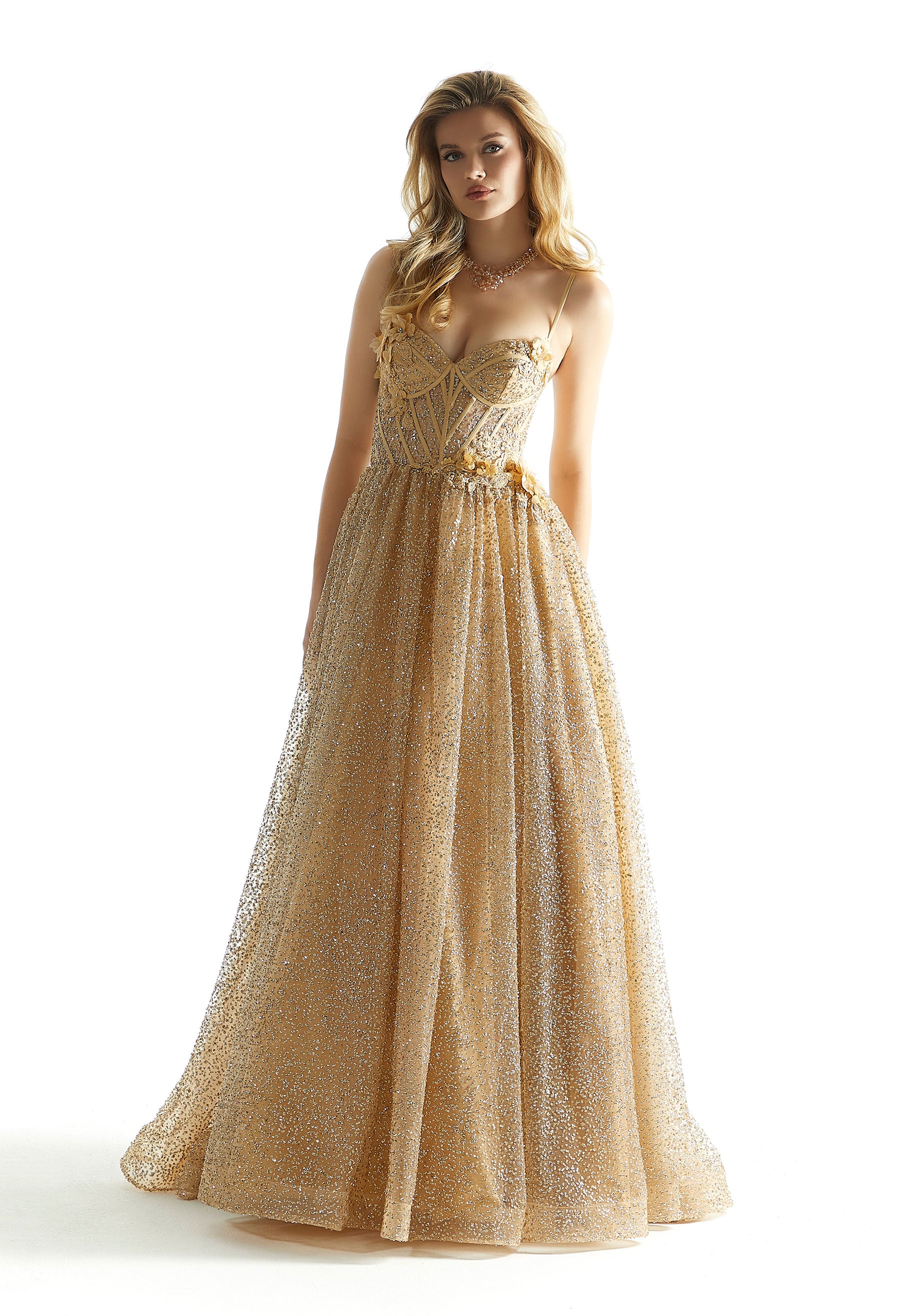 Prom Dresses Long Formal Floral Sequin Prom Dress Gold