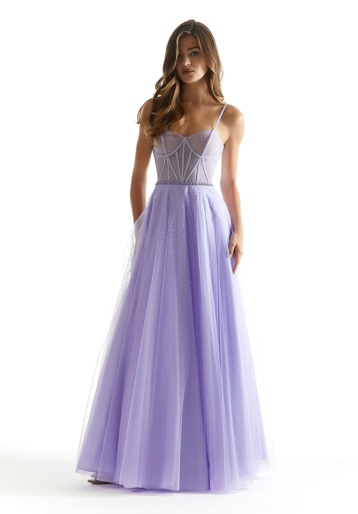 Prom Dresses Beaded Long Formal A Line Prom Dress Lilac