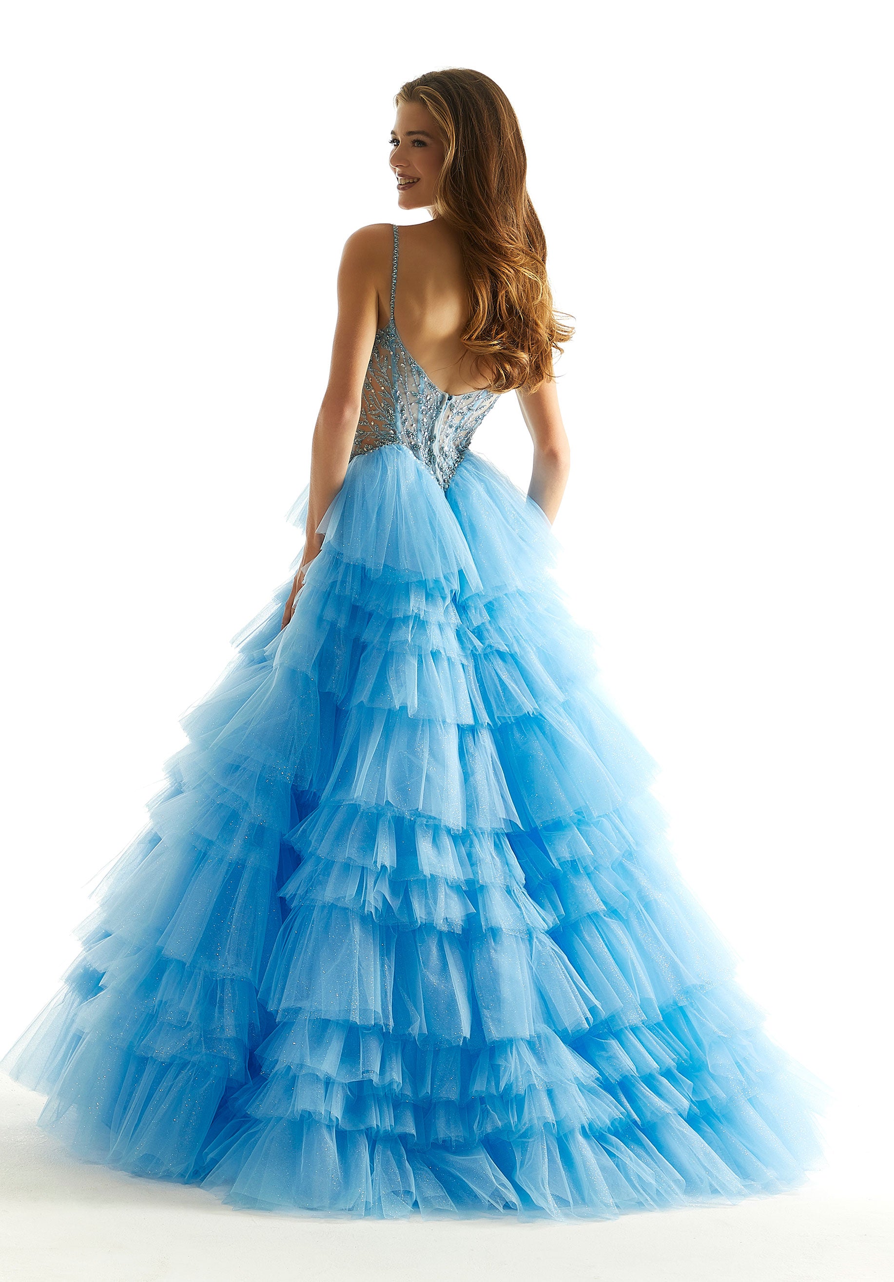 Prom Dresses Long A line Tiered Formal Prom Dress French Blue