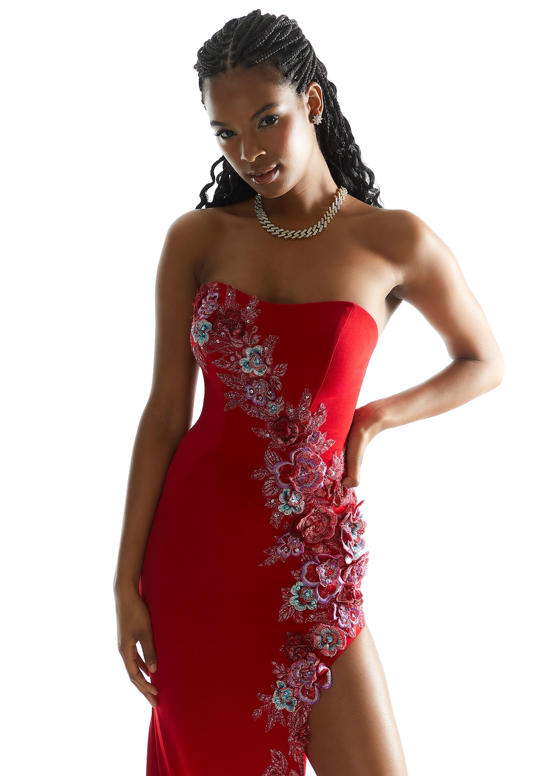 Prom Dresses Long Prom Floral Formal Glitter Dress Red