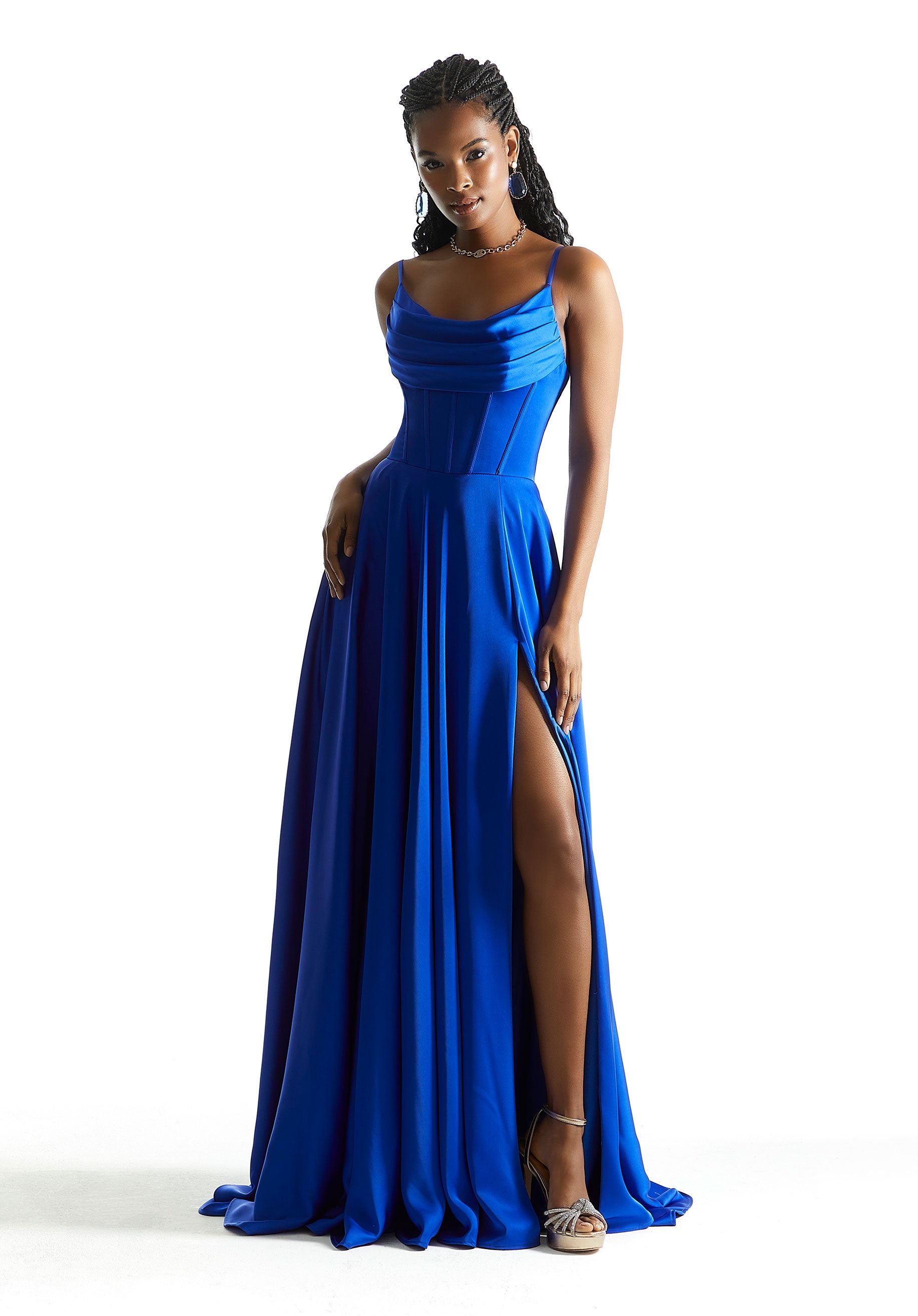 MGNY Madeline Gardner New York 49011 Long Formal Slit Prom A Line Dress