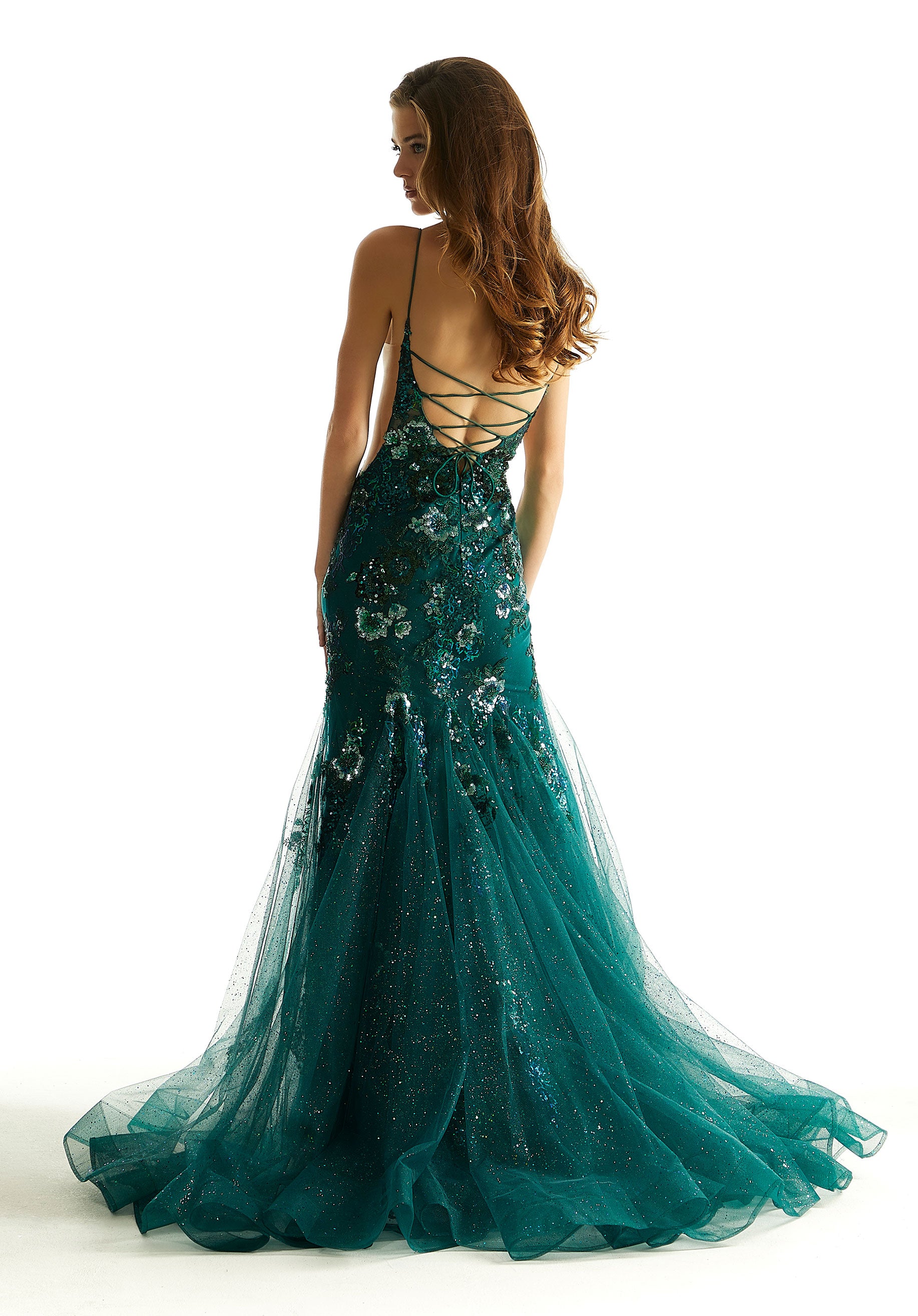 Prom Dresses Floral Mermaid Long Formal Pattern Sequin Prom Dress Emerald