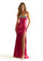 Prom Dresses Beaded Long Formal Mermaid Slit Prom Dress Fuchsia