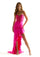 Prom Dresses Long Formal Ruffle Slit Corset Prom Dress Hot Pink