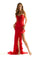 Prom Dresses Long Formal Ruffle Slit Corset Prom Dress Red