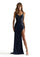 Prom Dresses Long Fitted Slit Formal Sequin Prom Dress Navy