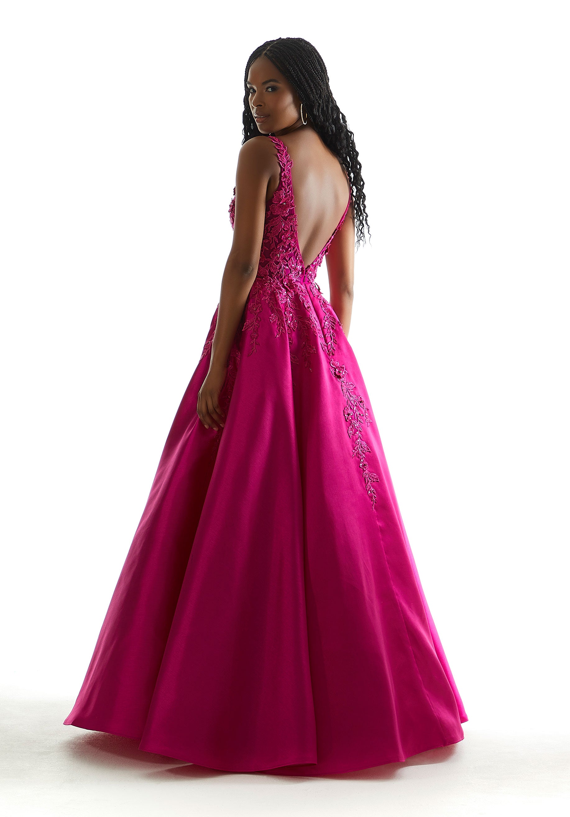 Prom Dresses Floral A Line Long Prom Dress Fuchsia