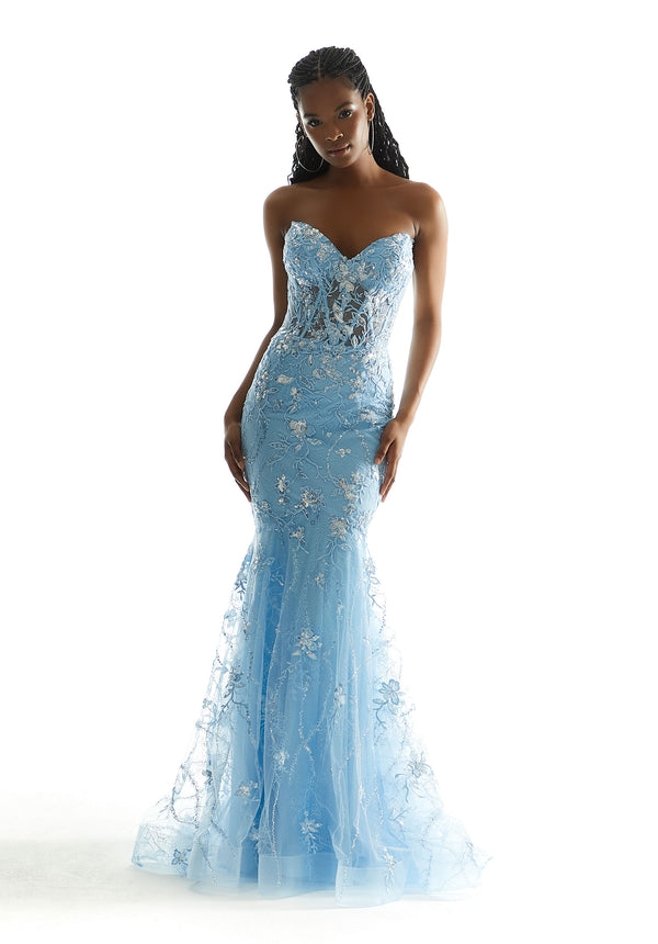 Morilee Prom 49053 Formal Long Floral Sequin Mermaid Prom Dress