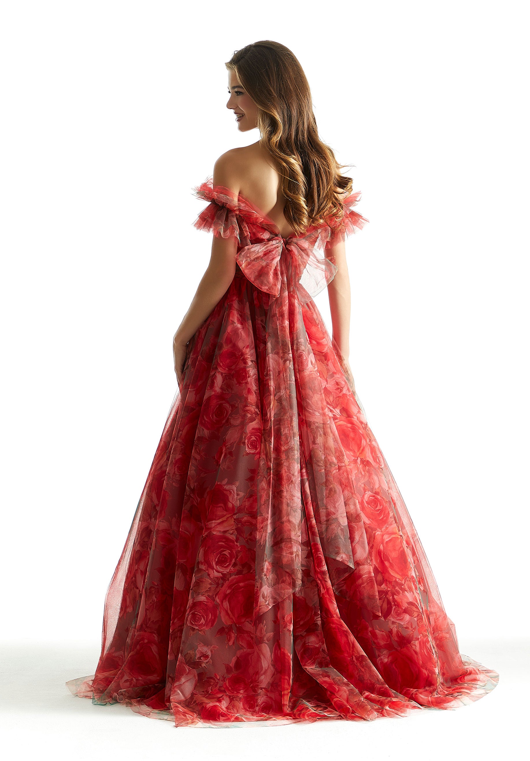 Prom Dresses Long Ball Gown Floral Print Prom Dress Red/Multi