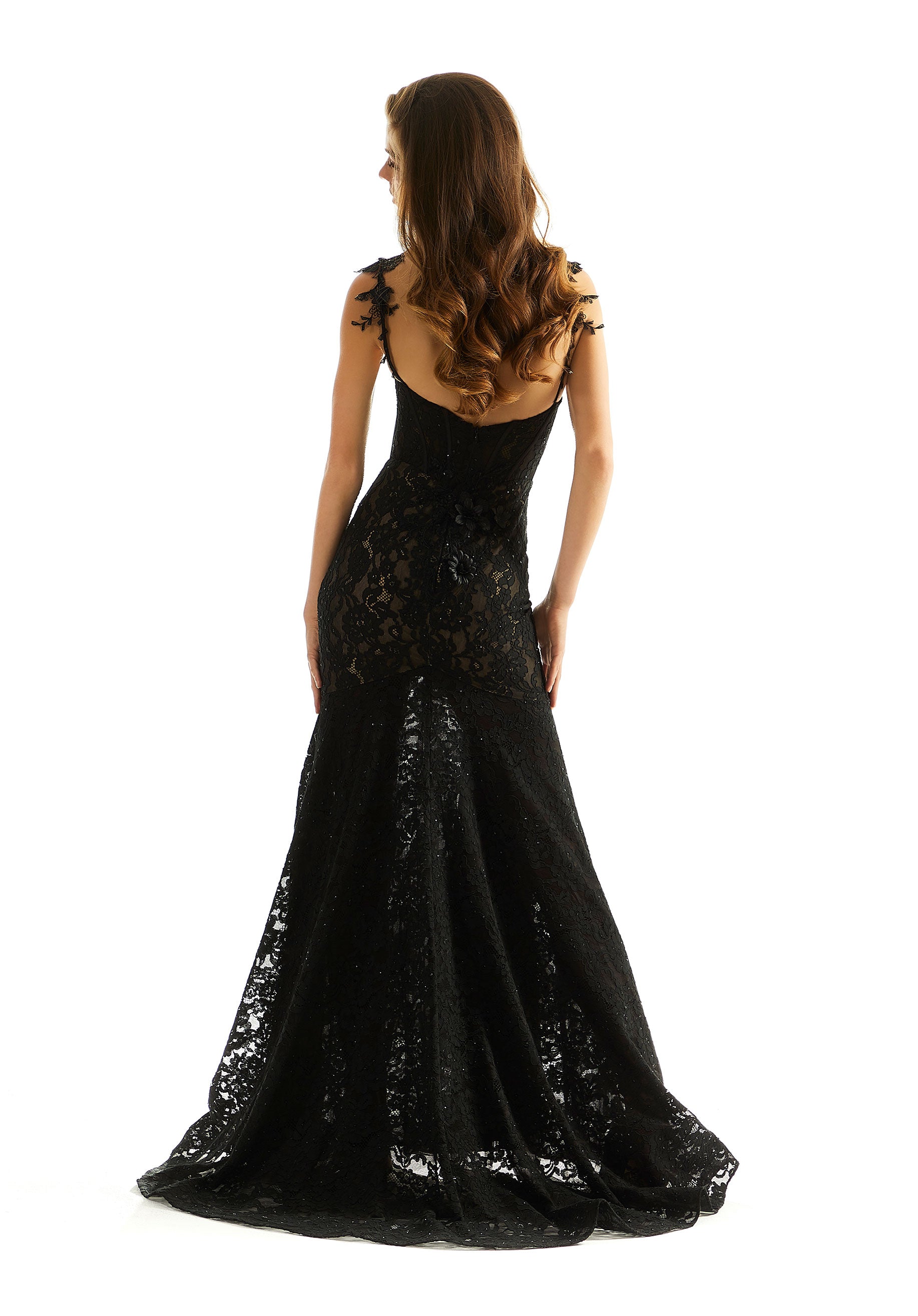 MGNY Madeline Gardner New York 49062 Formal Long Mermaid Beaded Lace Prom Dress