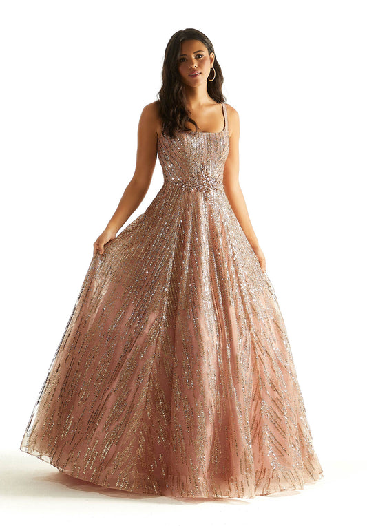 Prom Dresses Long Sequin Ball Gown Glitter Prom Dress Rose Gold