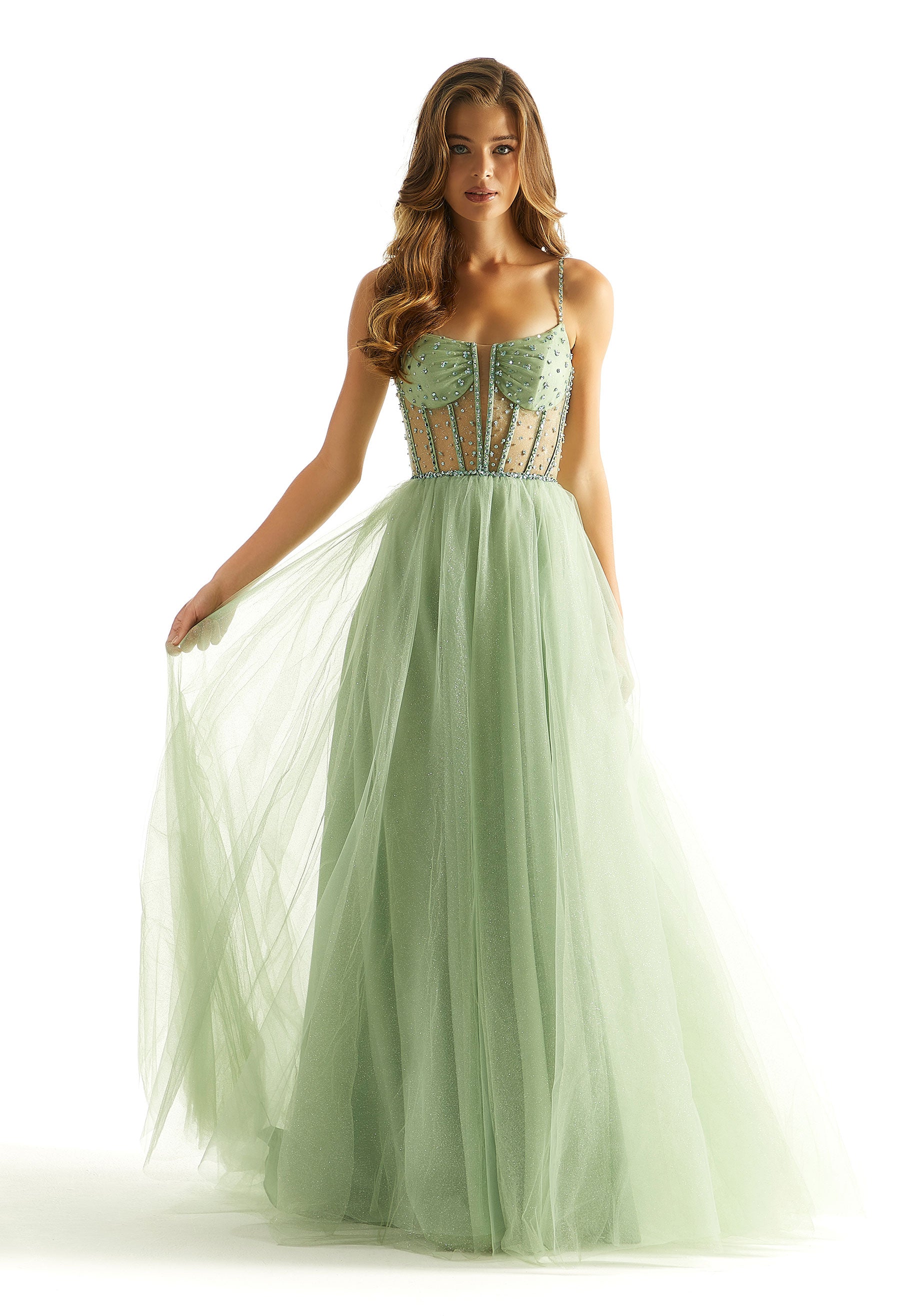 MGNY Madeline Gardner New York 49069 A Line Formal Long Corset Prom Dress