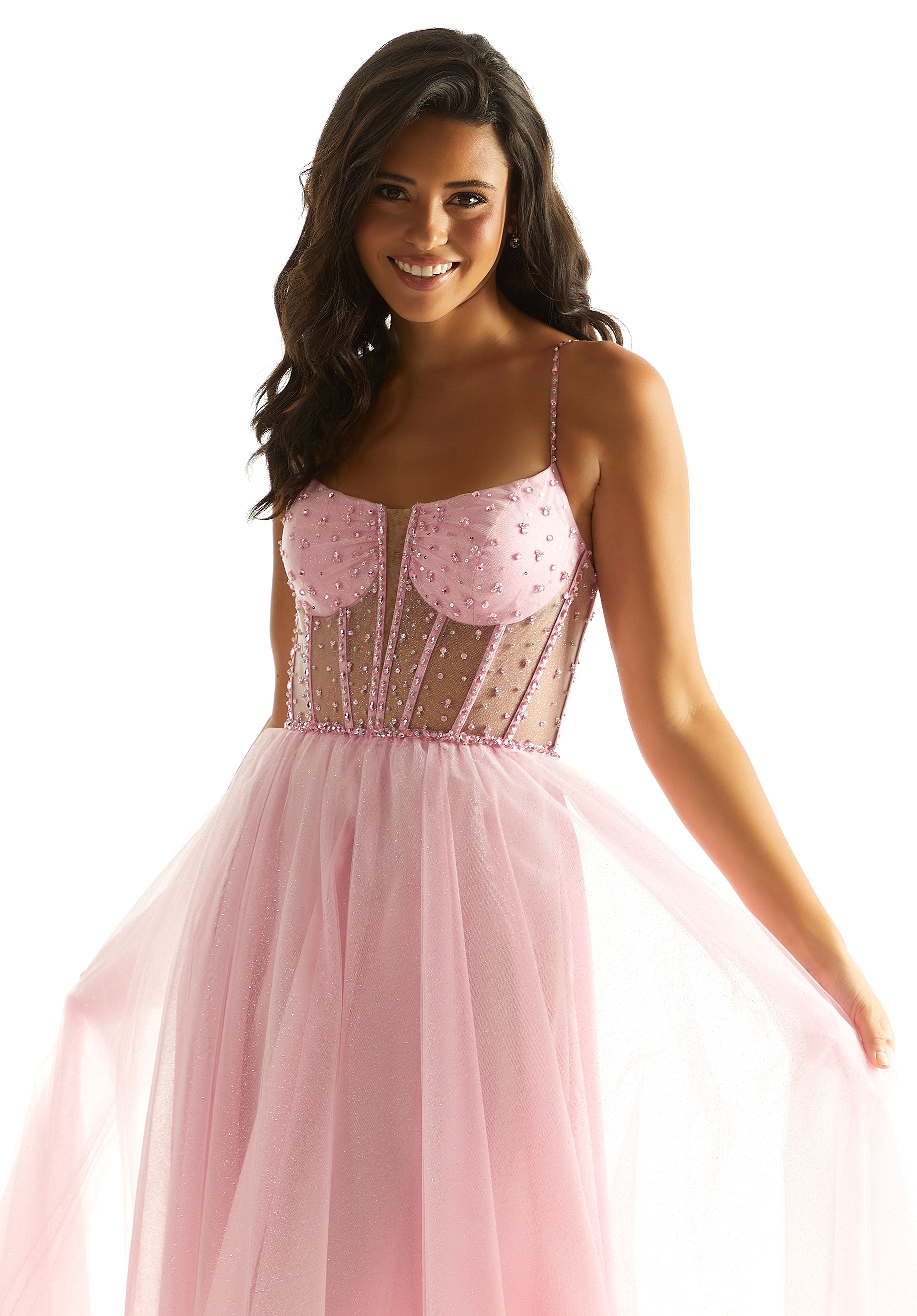 Prom Dresses A Line Formal Long Corset Prom Dress Pucker Up Pink
