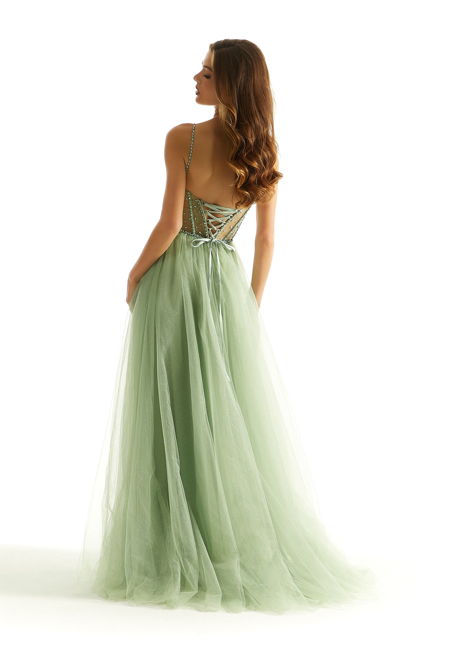 Prom Dresses A Line Formal Long Corset Prom Dress Sage