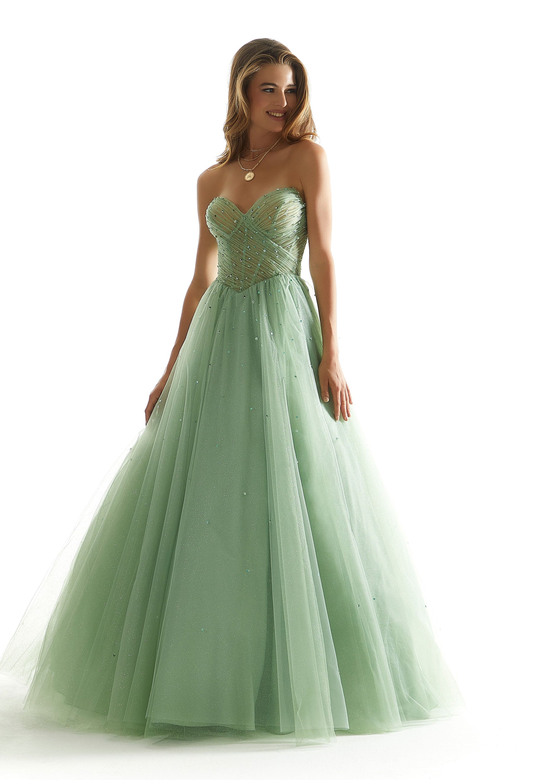 Prom Dresses Long Ball Gown Corset Prom Dress Sage