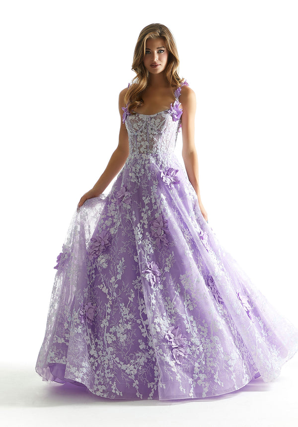 Morilee Prom 49072 Sequin Long Ball Gown Floral Prom Dress