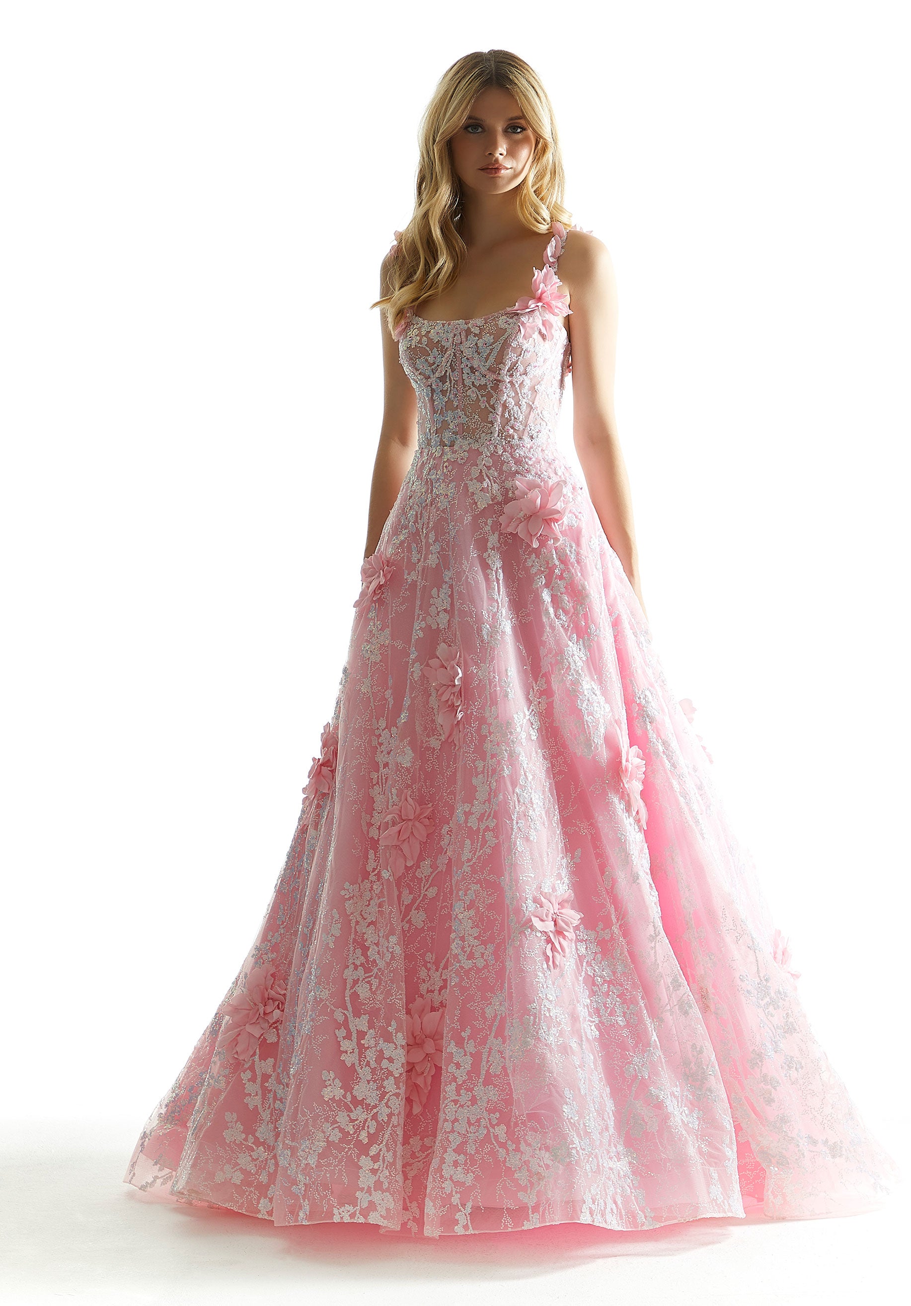 MGNY Madeline Gardner New York 49072 Sequin Long Ball Gown Floral Prom Dress
